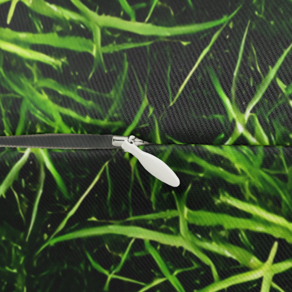 Peace Green Grass Lumbar Pillow — Decorative Throw Cushion with "PEACE" Text