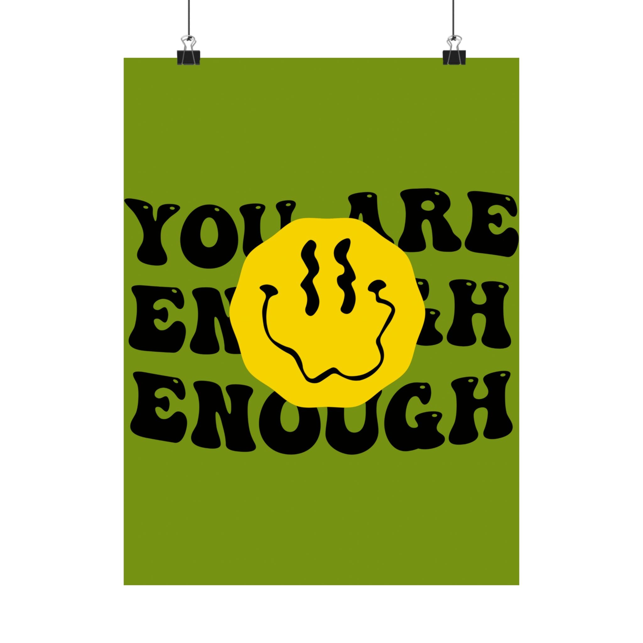 You Are Enough Poster — Retro Smiley Motivational Wall Art