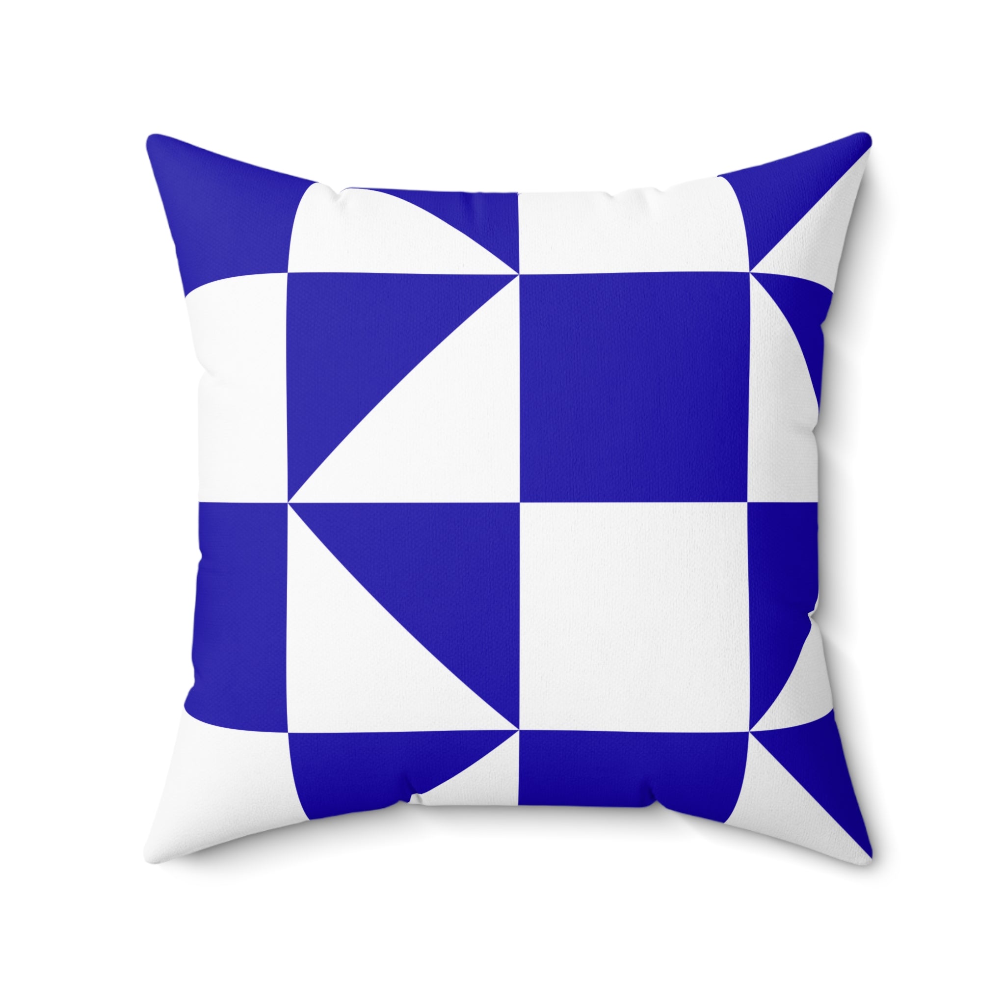 Geometric Blue Quilt-Block Square Pillow