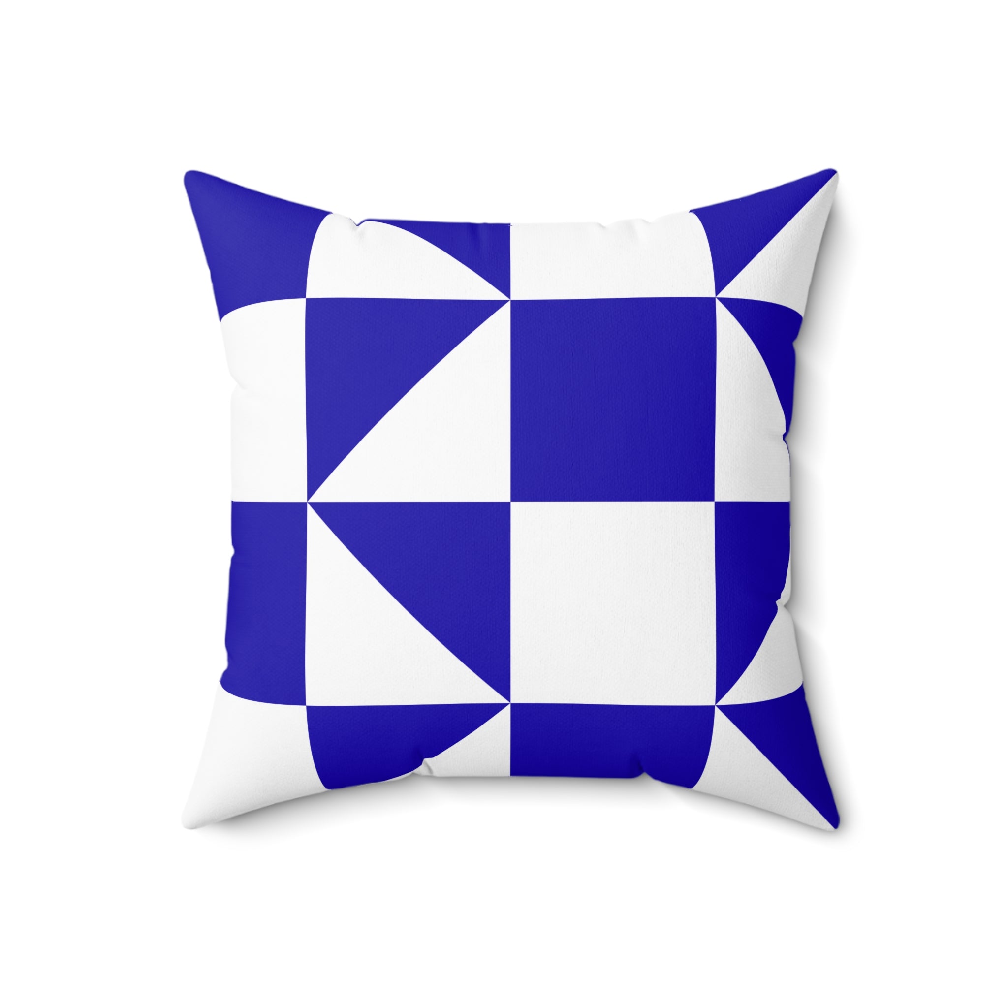 Geometric Blue Quilt-Block Square Pillow