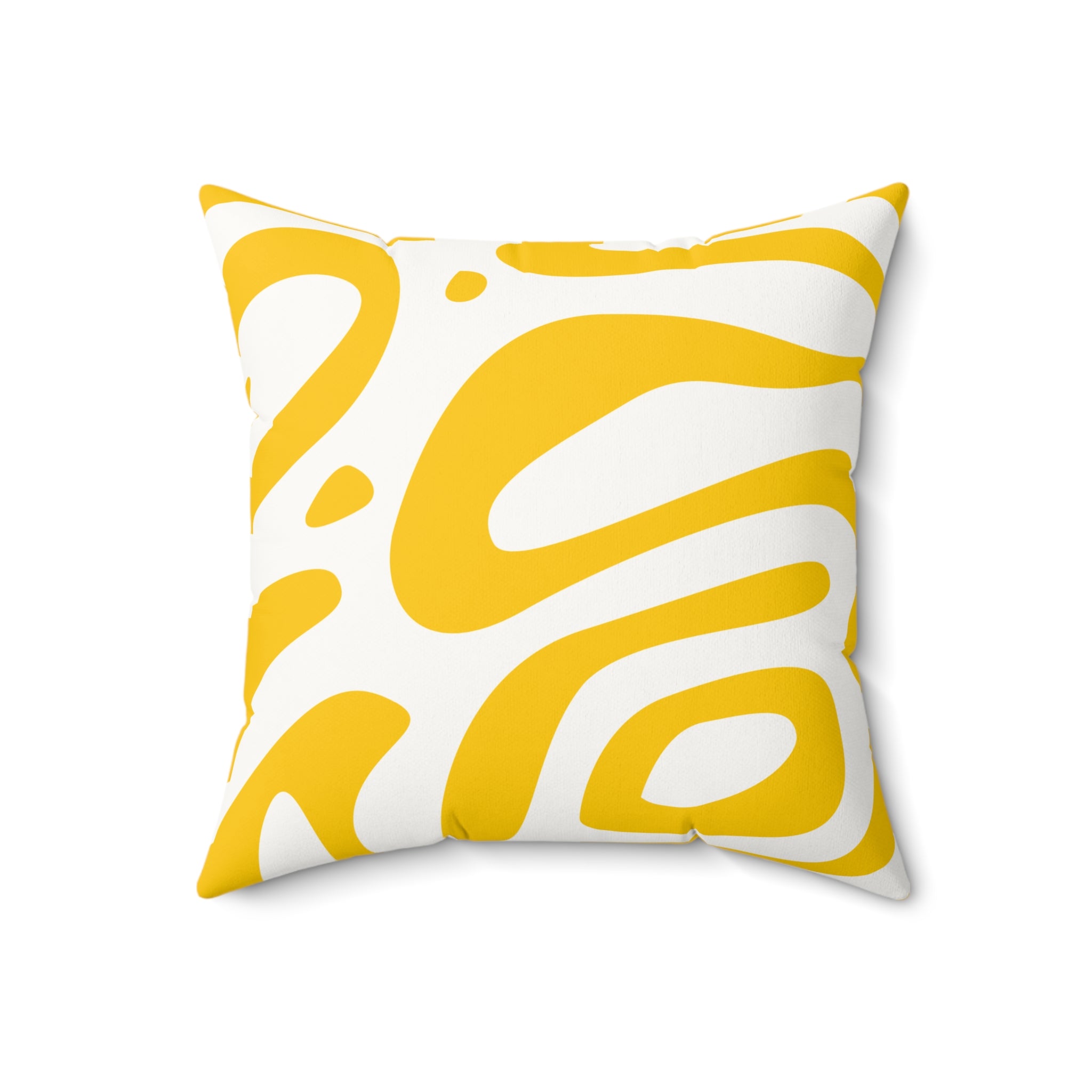 Yellow Abstract Zebra Print Faux Suede Square Pillow