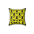 Smile Pattern Pillow — Yellow Smiley Face Decorative Throw Pillow