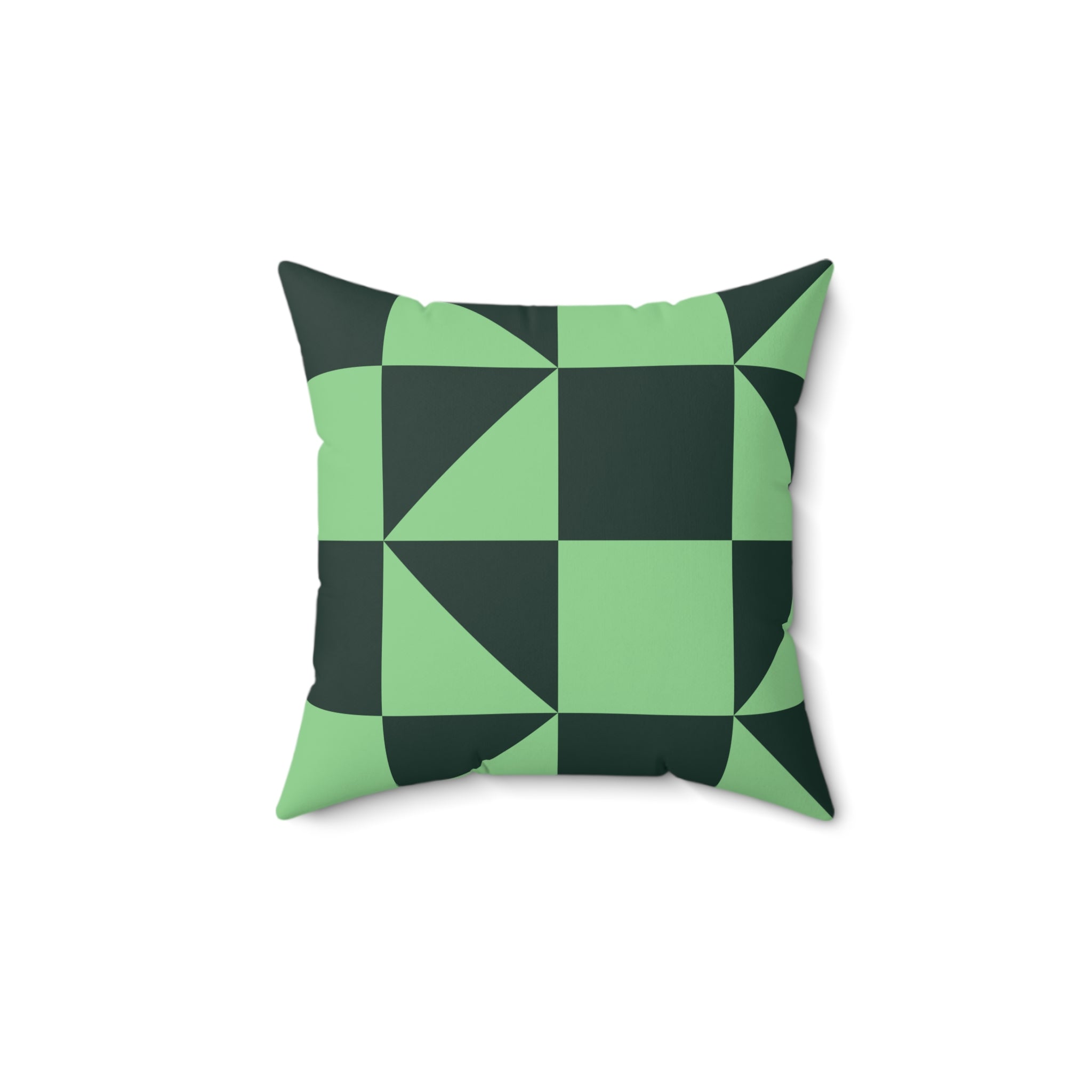 Green Geometric Checkerboard Pillow | Modern Square Throw Pillow