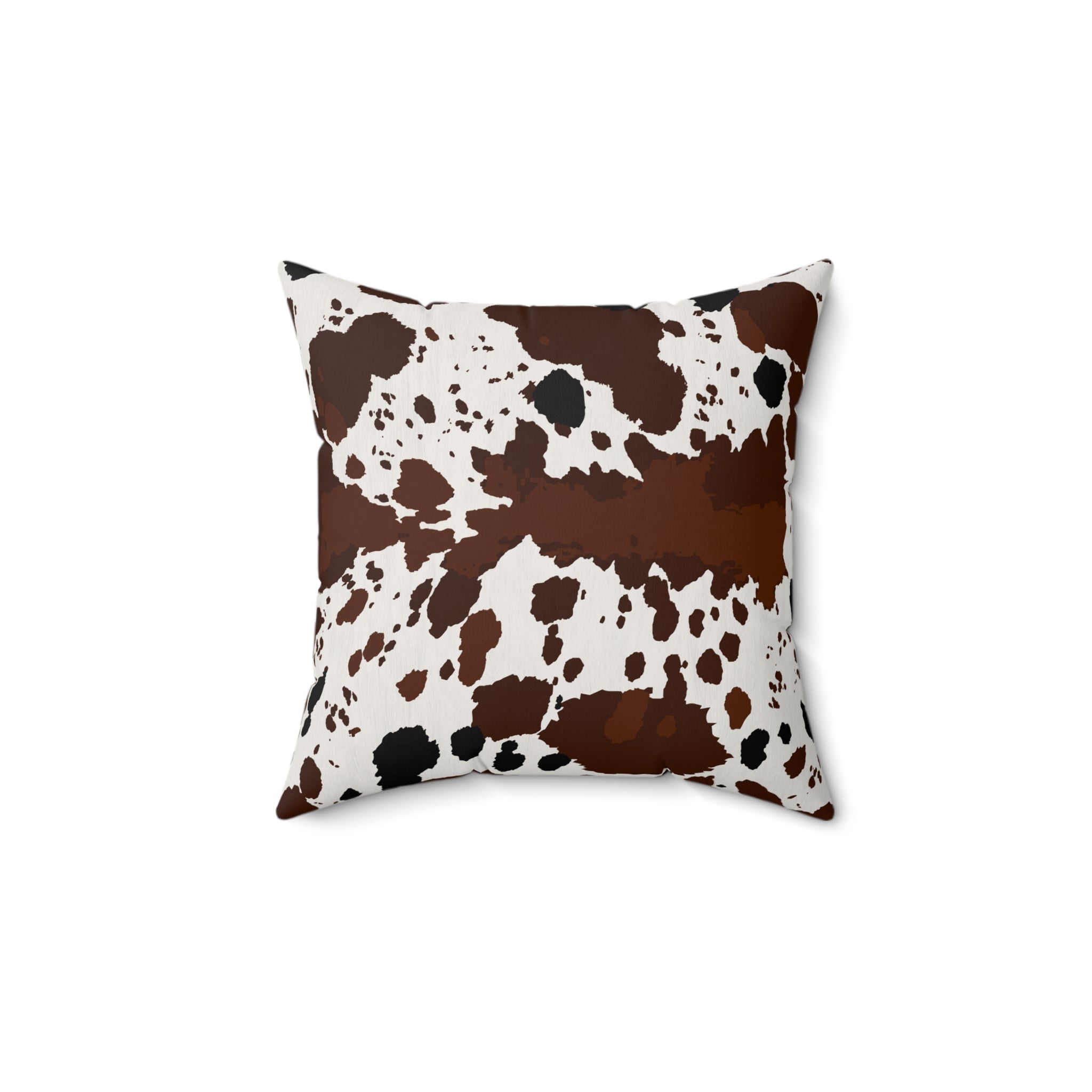 Cowhide Print Faux Suede Pillow — Brown Speckled Decorative Throw Pillow