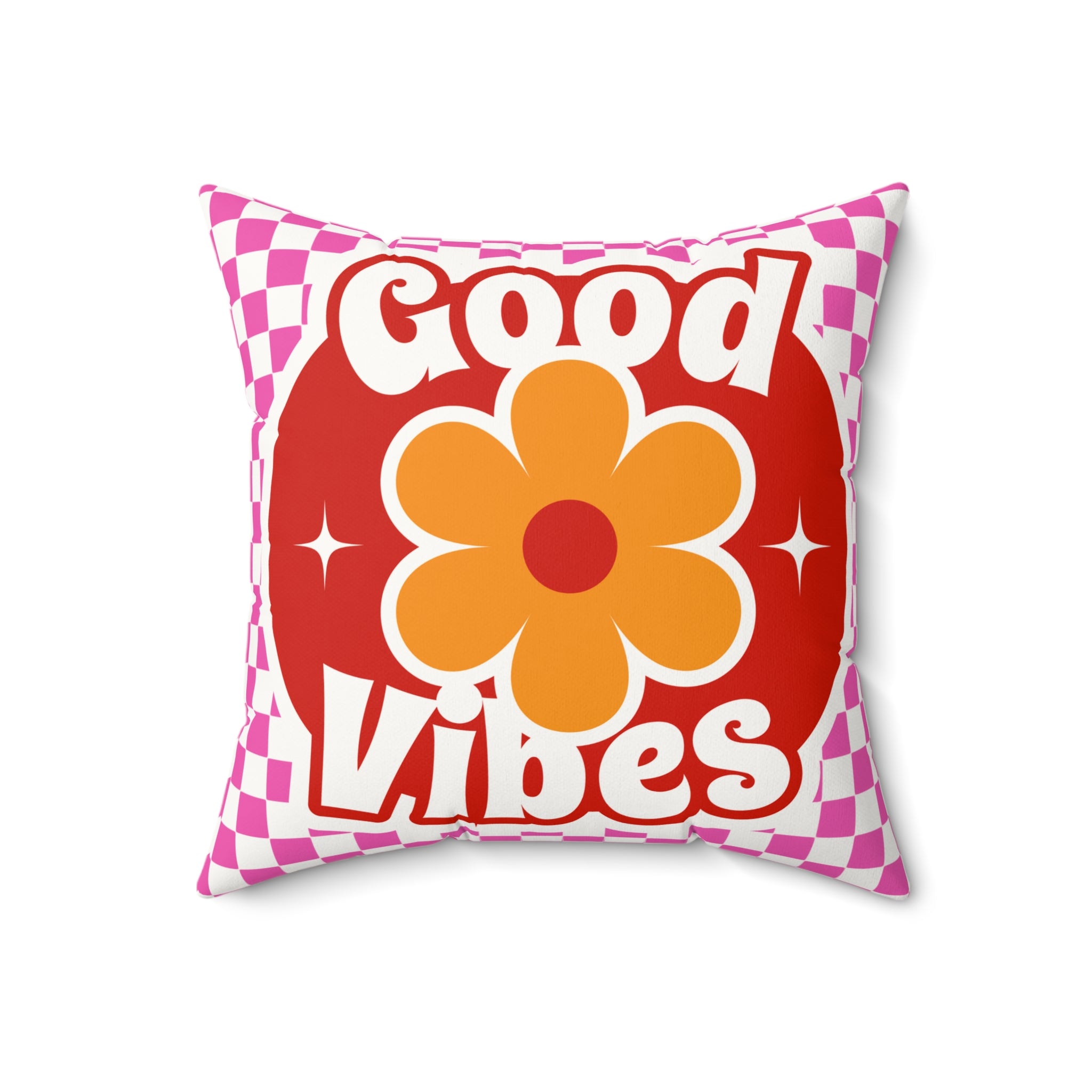 Good Vibes Retro Flower Pillow