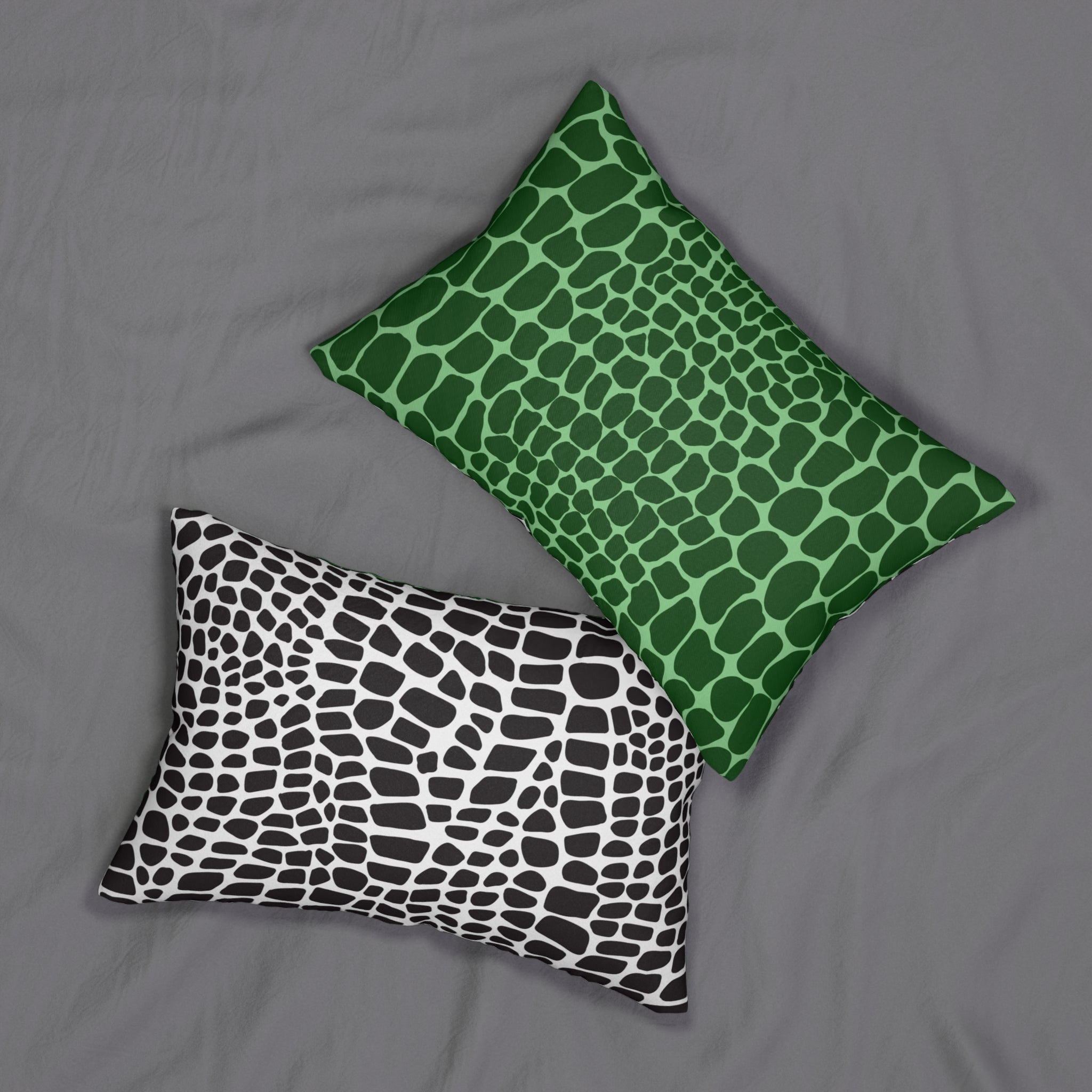 Giraffe Print Lumbar Pillow — Green or Black Animal Pattern Accent Pillow