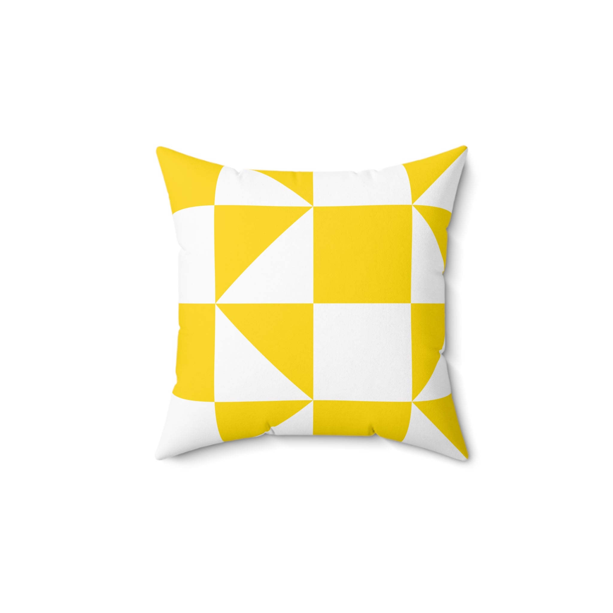 Geometric Yellow Quilt-Pattern Pillow
