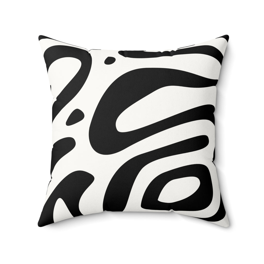 Black & White Abstract Zebra Print Faux Suede Pillow