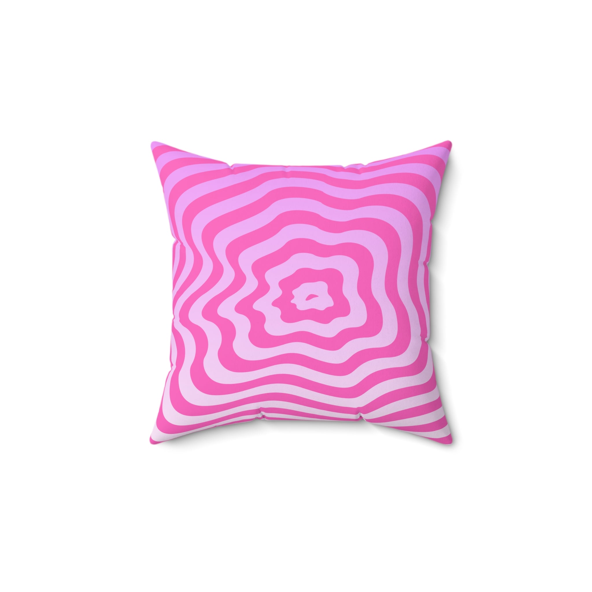 Pink Retro Ripple Square Pillow - Psychedelic Abstract Throw Pillow