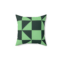 Green Geometric Checkerboard Pillow | Modern Square Throw Pillow