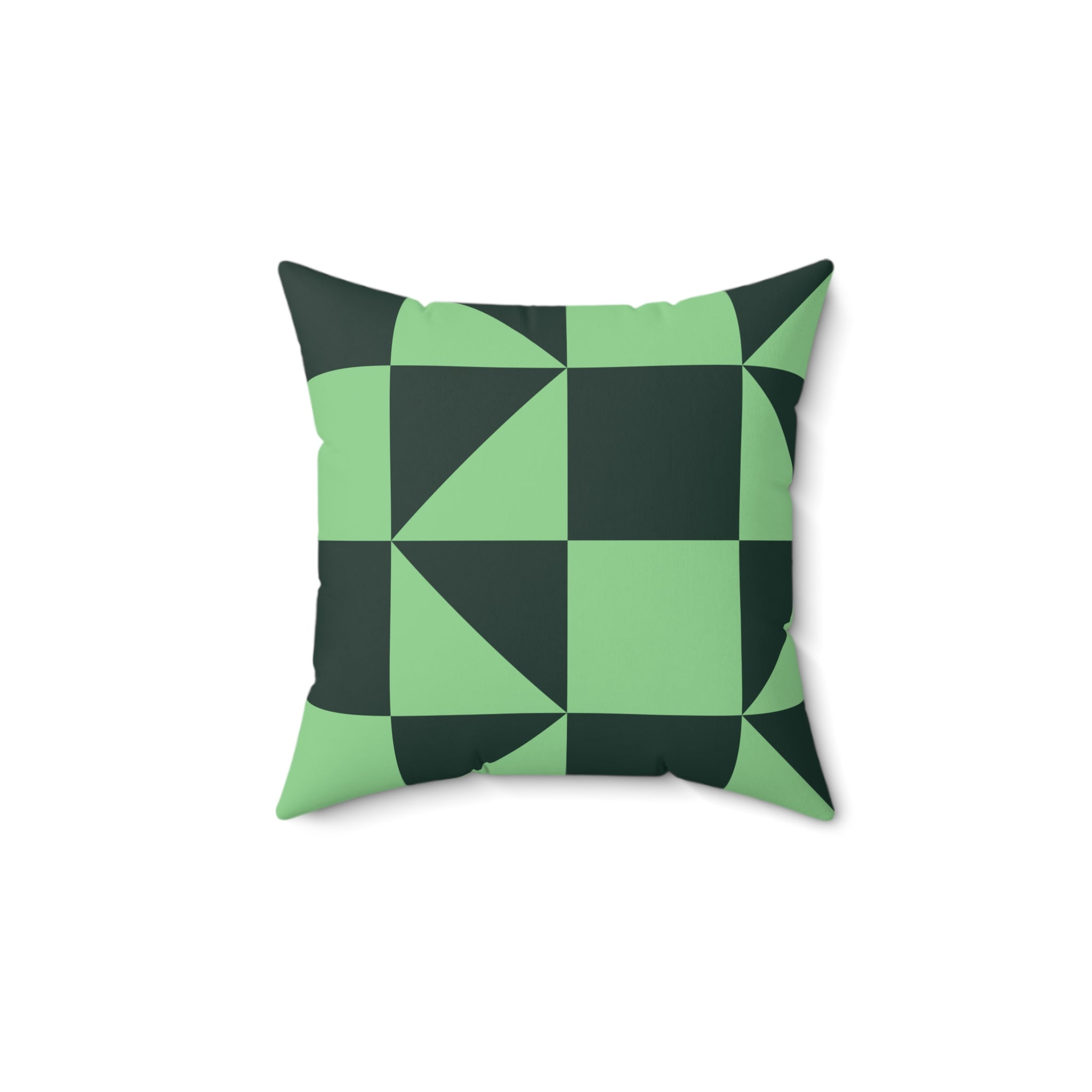 Green Geometric Checkerboard Pillow | Modern Square Throw Pillow