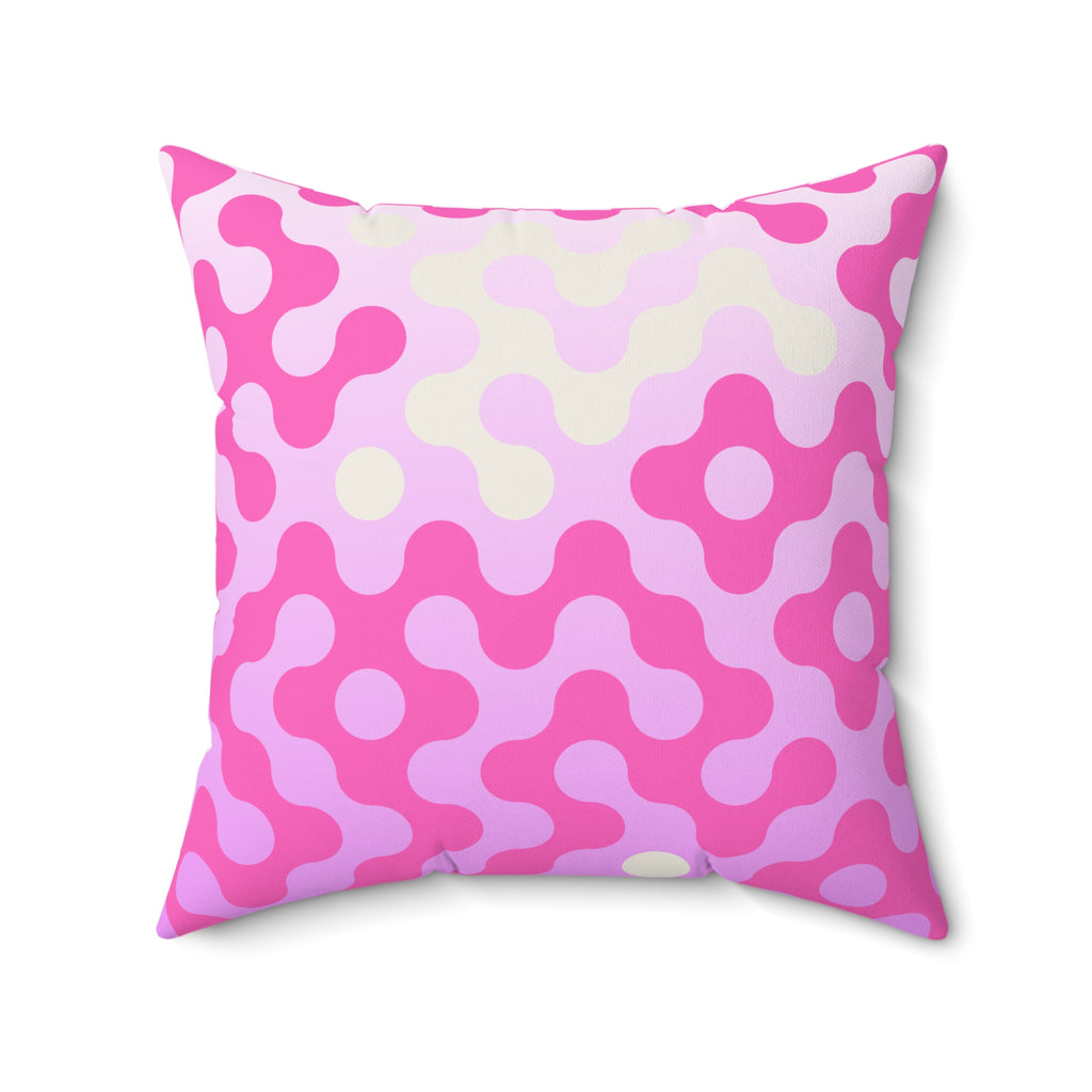 Pink Retro Blob Pattern Faux Suede Pillow
