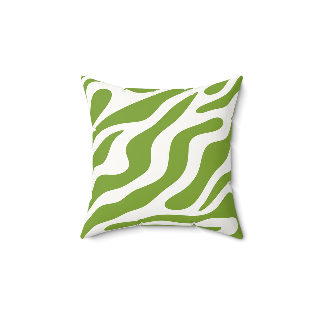 Green Zebra Stripe Faux Suede Pillow