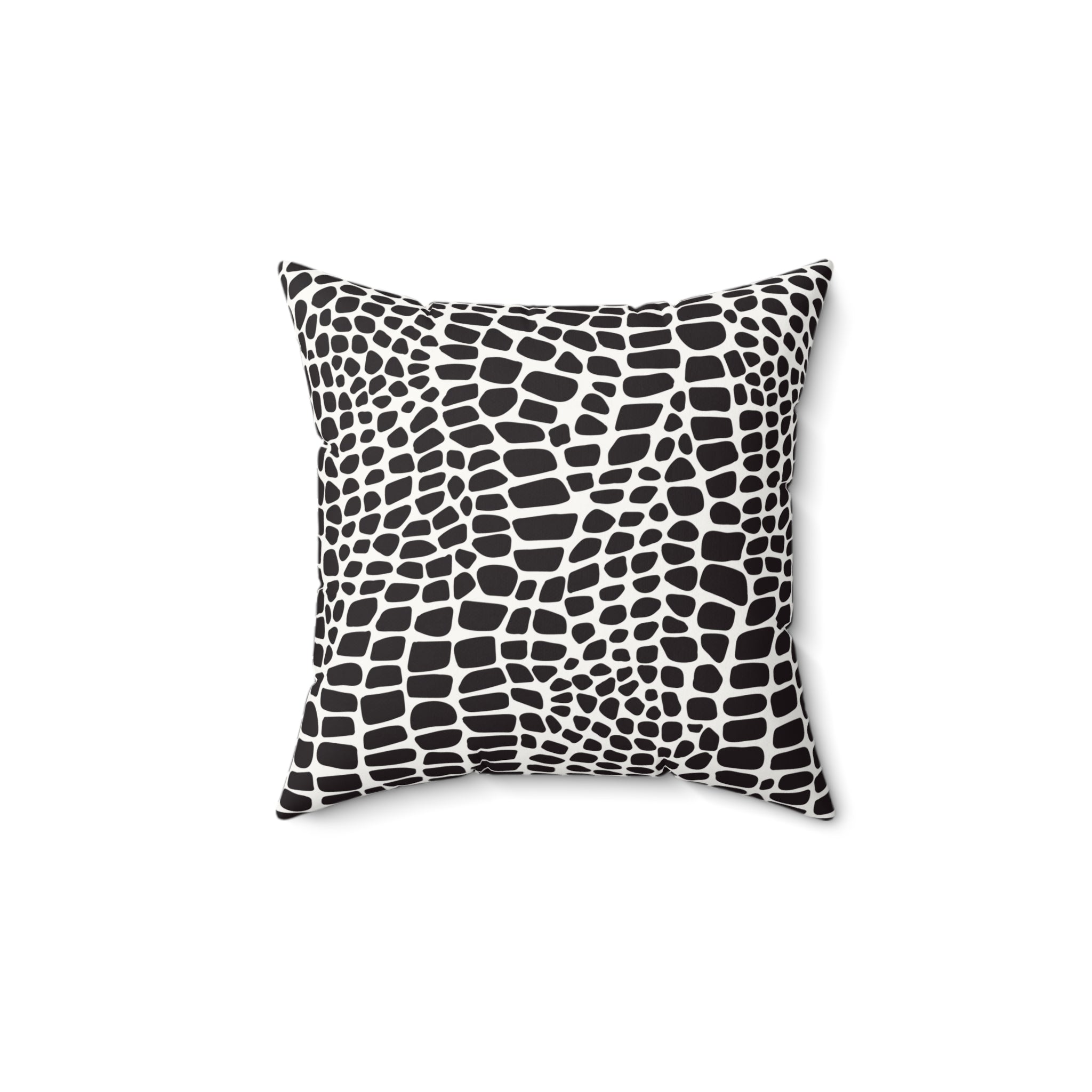 Black & White Croc Print Faux Suede Pillow — Modern Animal Print Decorative Throw Pillow