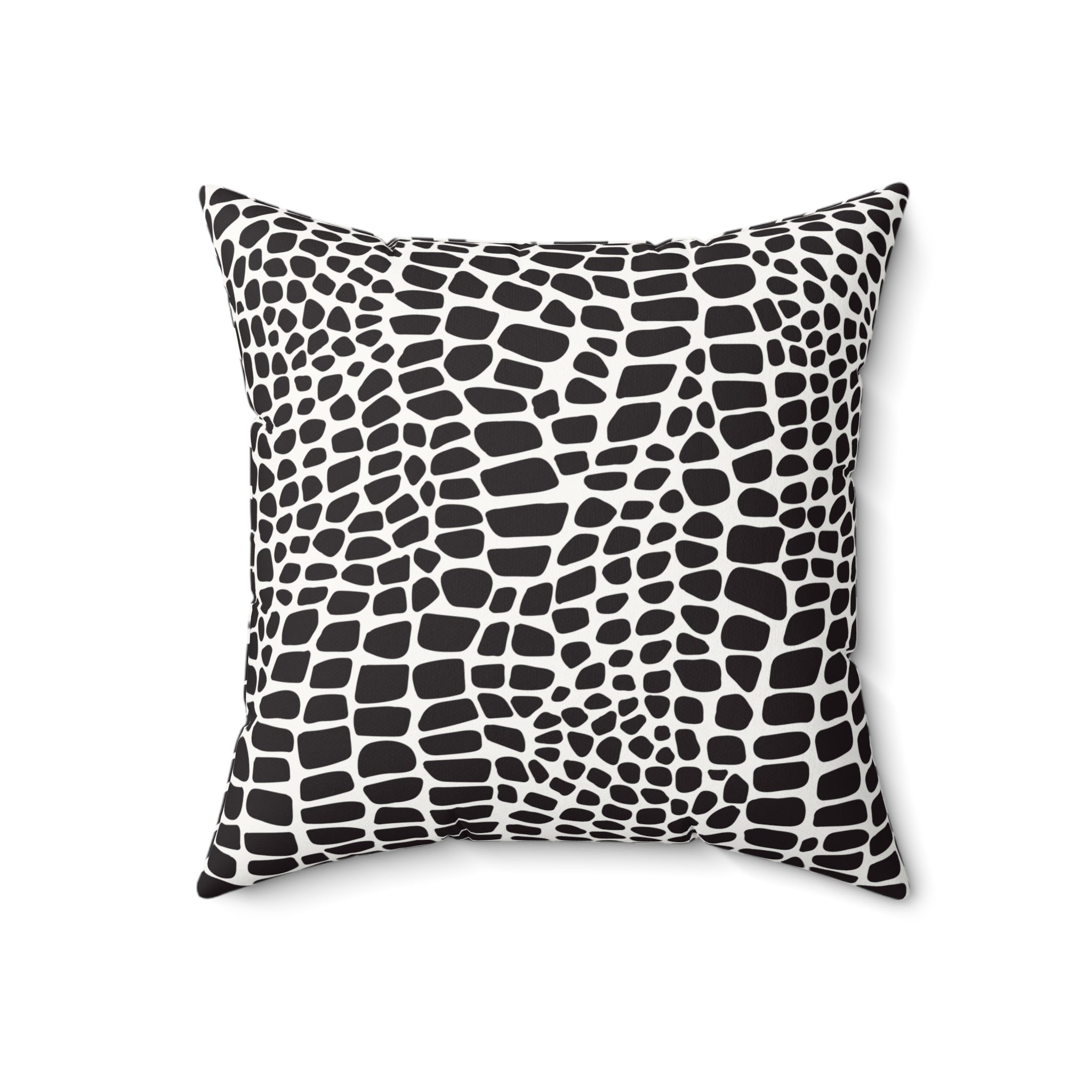 Black & White Croc Print Faux Suede Pillow — Modern Animal Print Decorative Throw Pillow