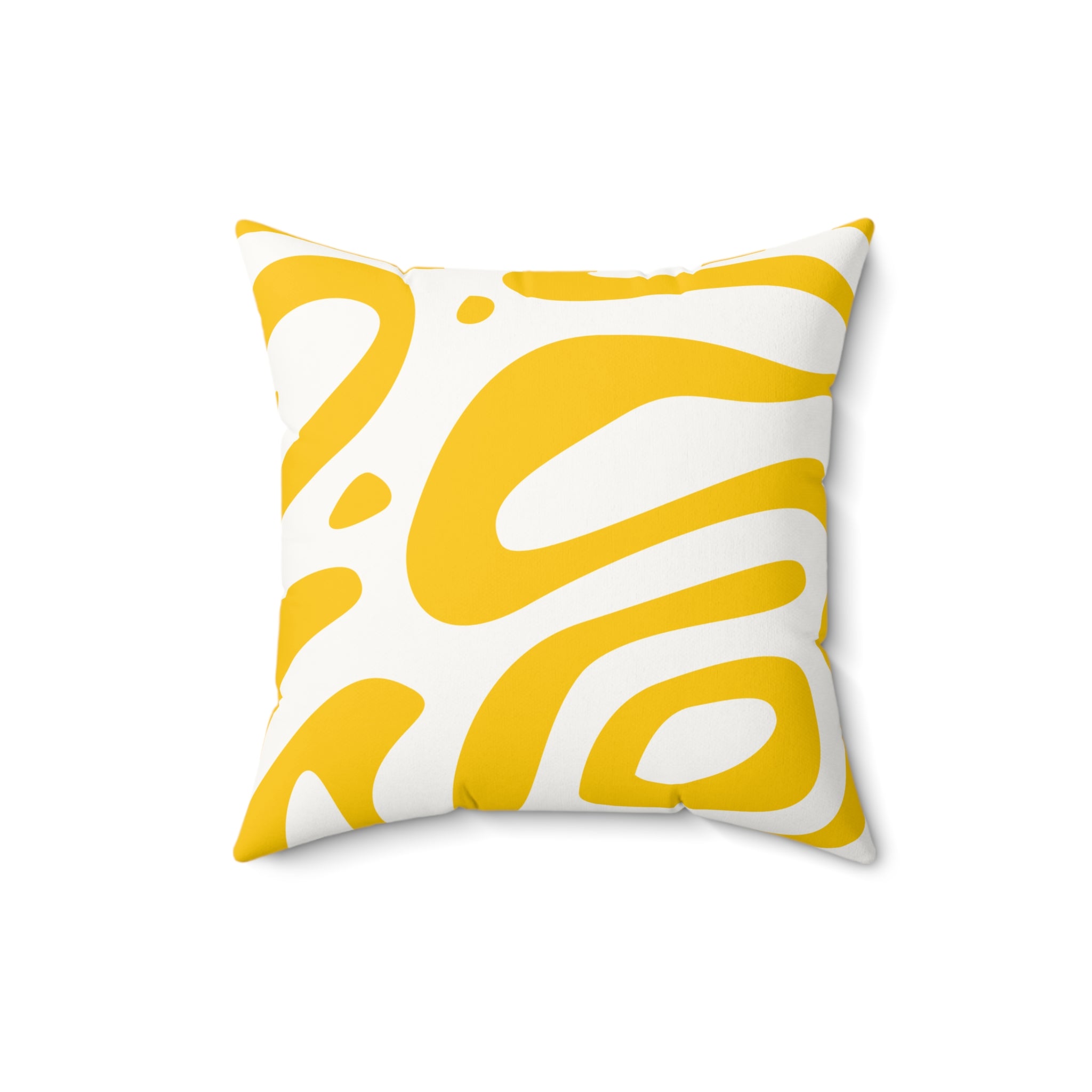 Yellow Abstract Zebra Print Faux Suede Square Pillow