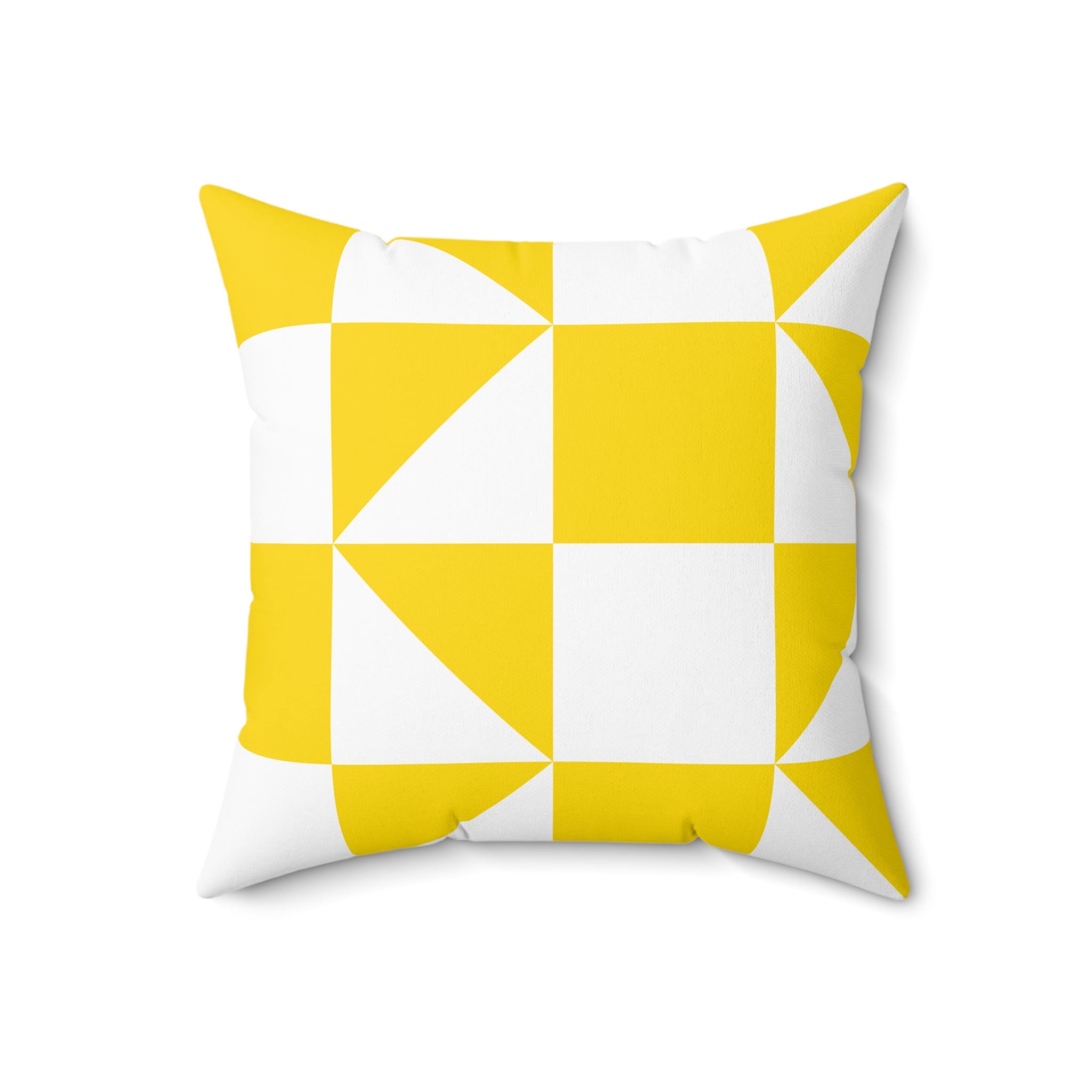 Geometric Yellow Quilt-Pattern Pillow