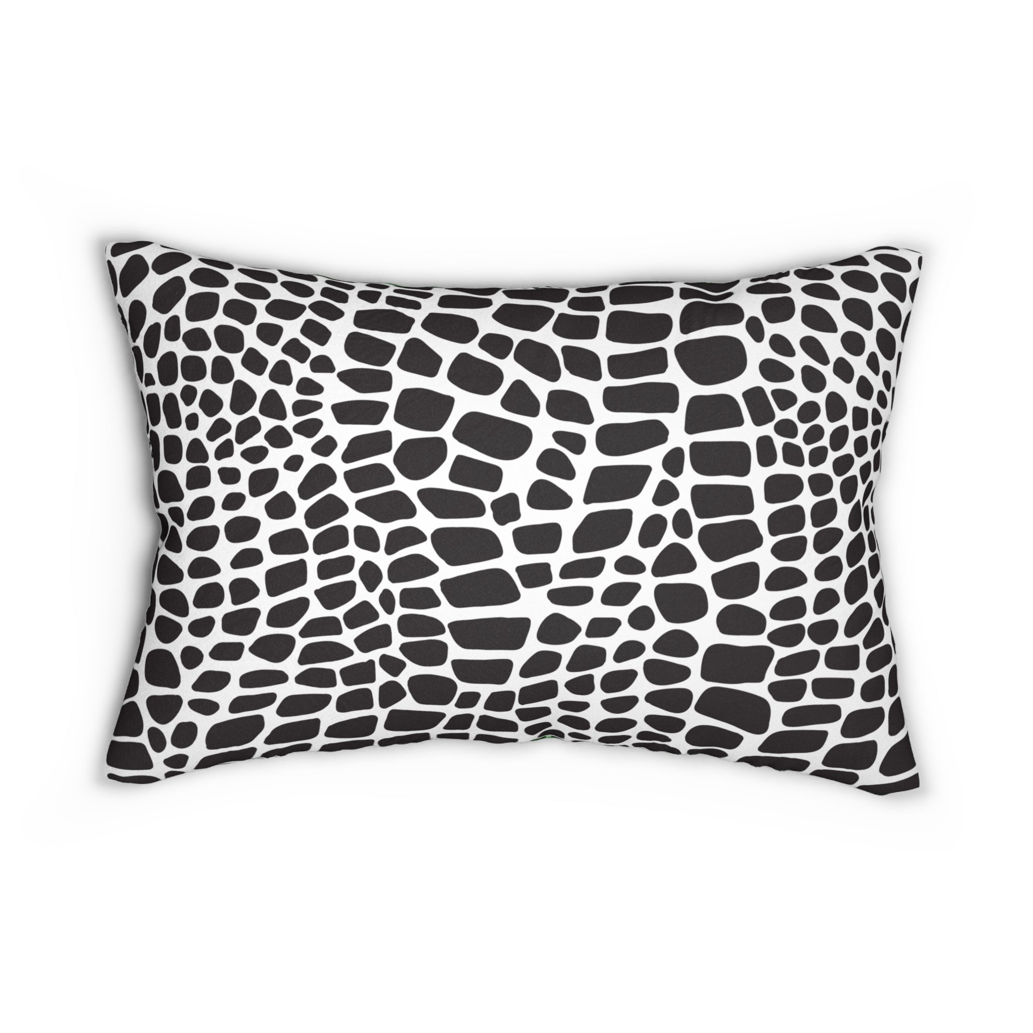 Giraffe Print Lumbar Pillow — Green or Black Animal Pattern Accent Pillow