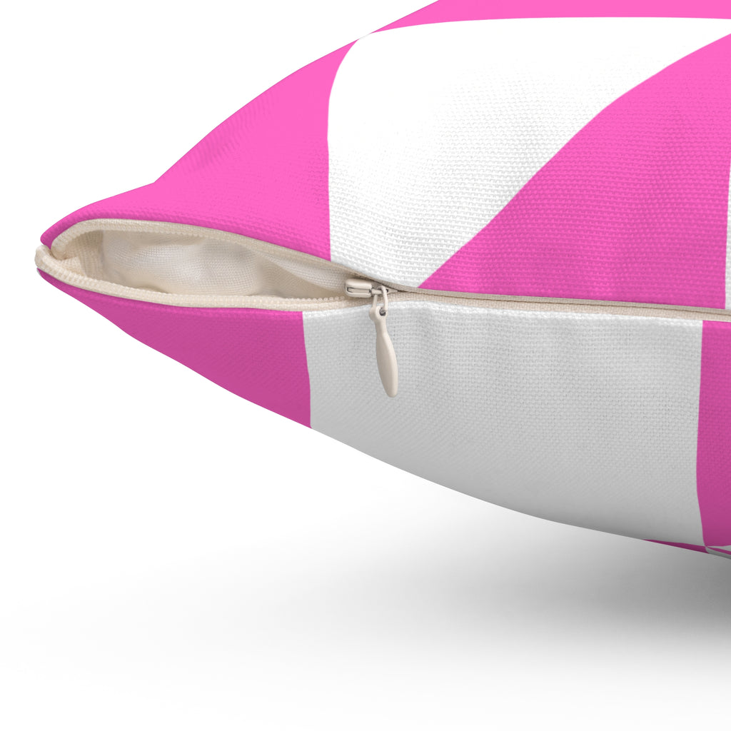 Pink Geometric Quilt-Block Throw Pillow