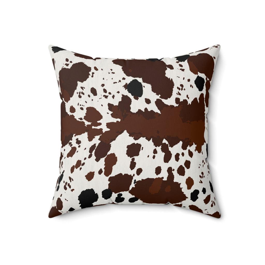 Cowhide Print Faux Suede Pillow — Brown Speckled Decorative Throw Pillow