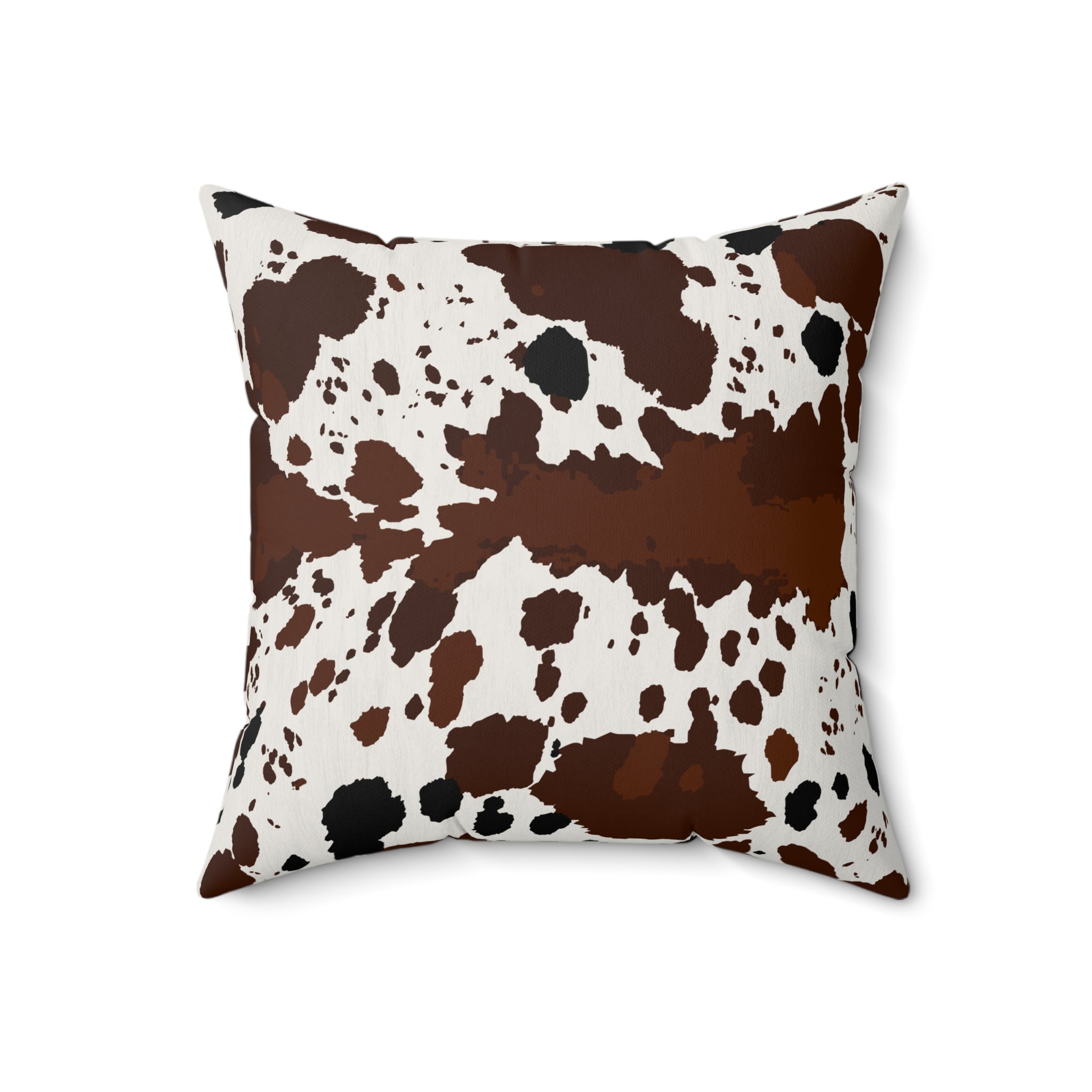 Cowhide Print Faux Suede Pillow — Brown Speckled Decorative Throw Pillow