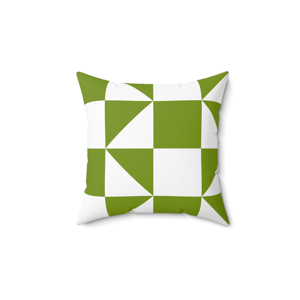 Geometric Green Checker Pillow