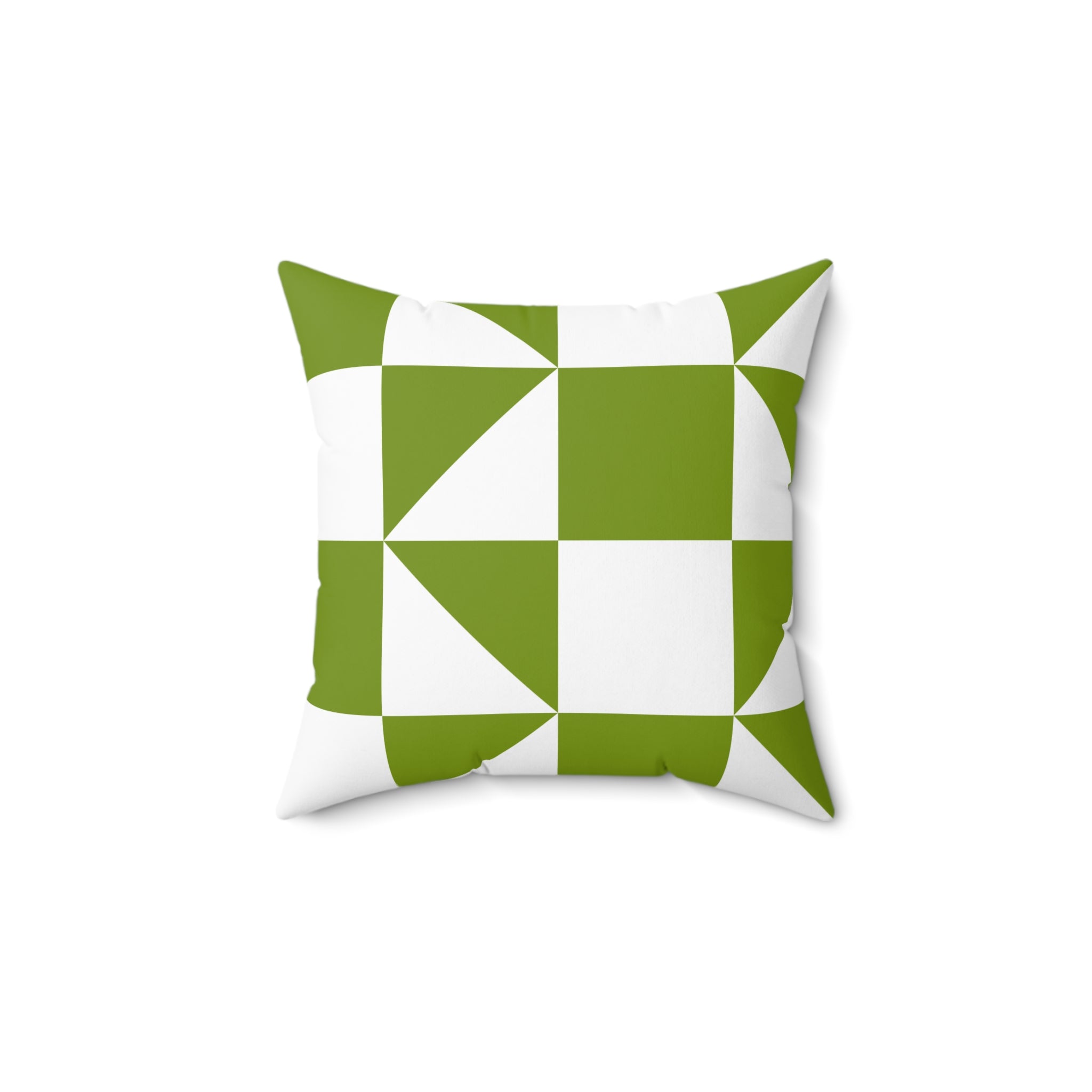 Geometric Green Checker Pillow