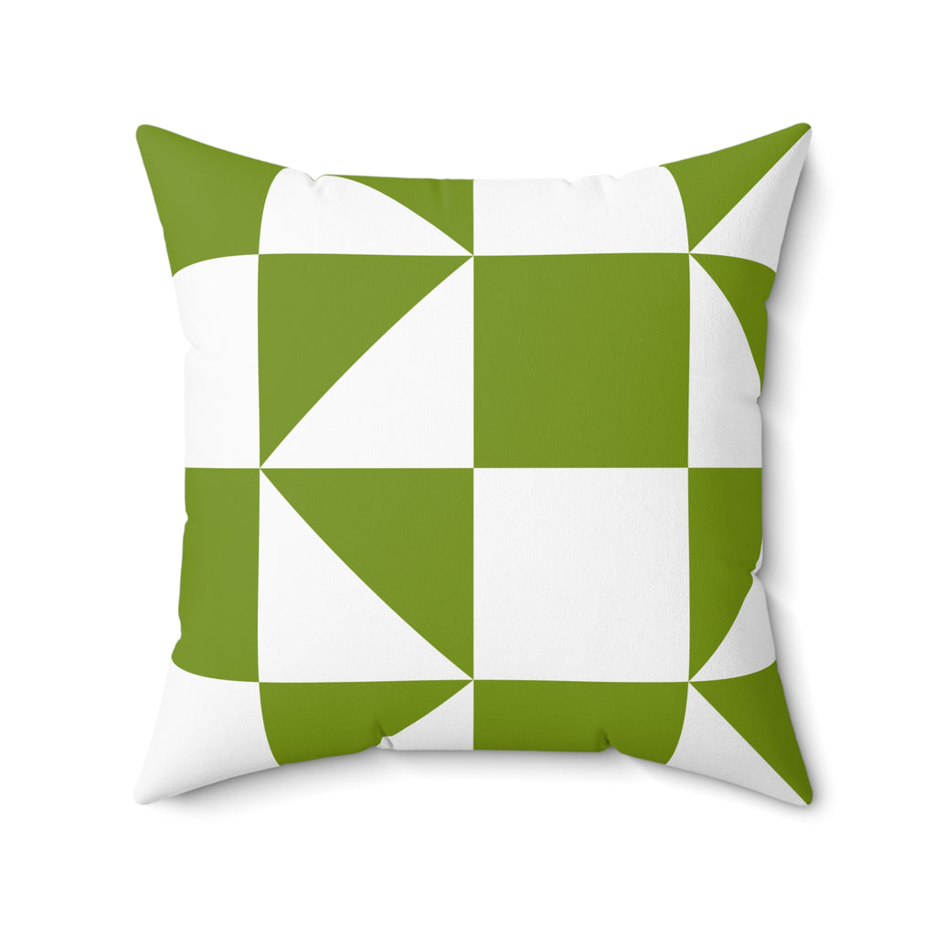 Geometric Green Checker Pillow