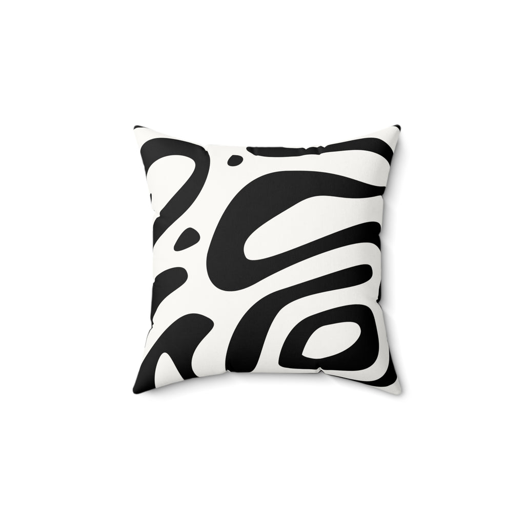 Black & White Abstract Zebra Print Faux Suede Pillow
