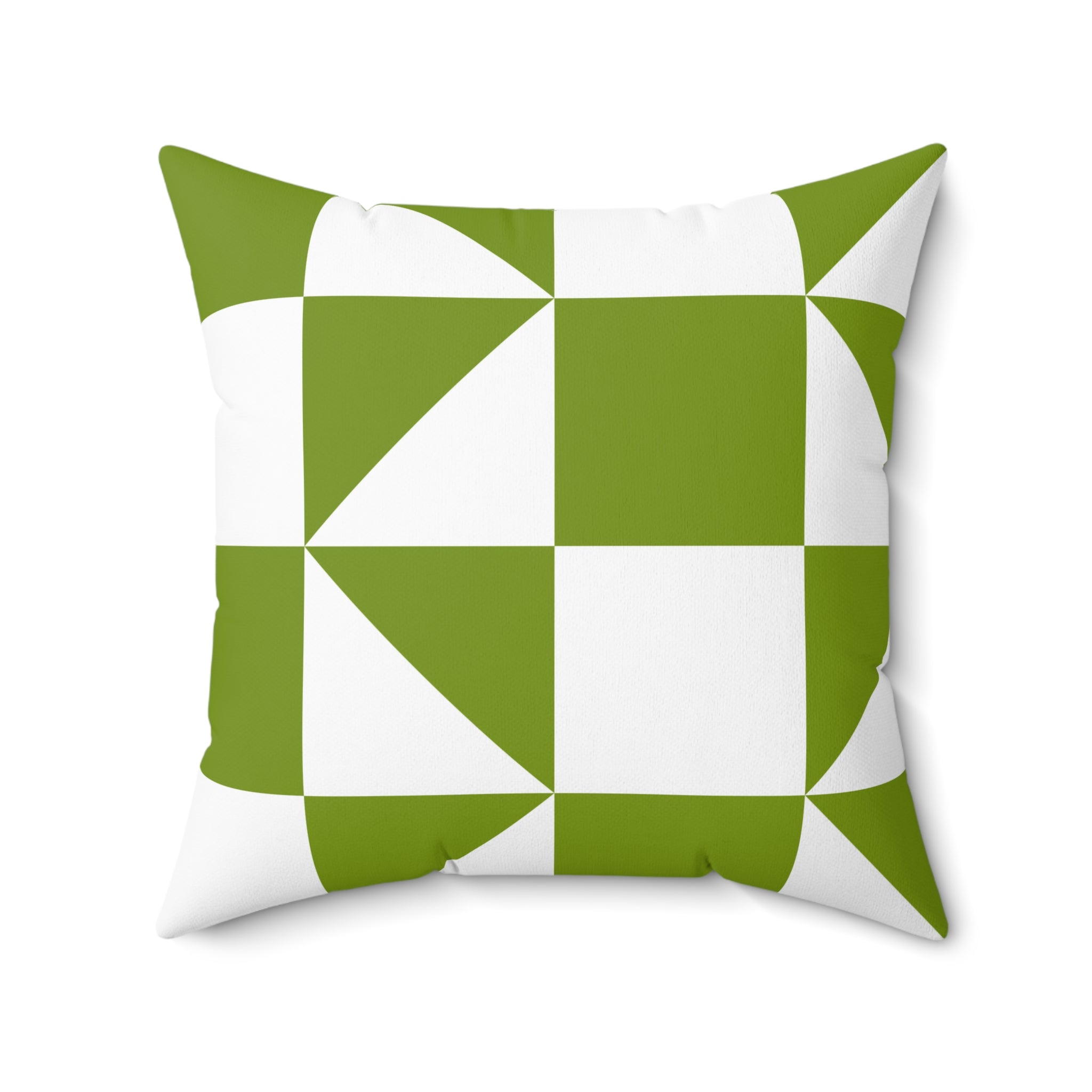 Geometric Green Checker Pillow