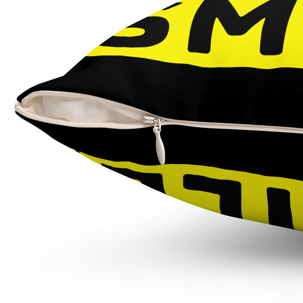Smile Pattern Pillow — Yellow Smiley Face Decorative Throw Pillow