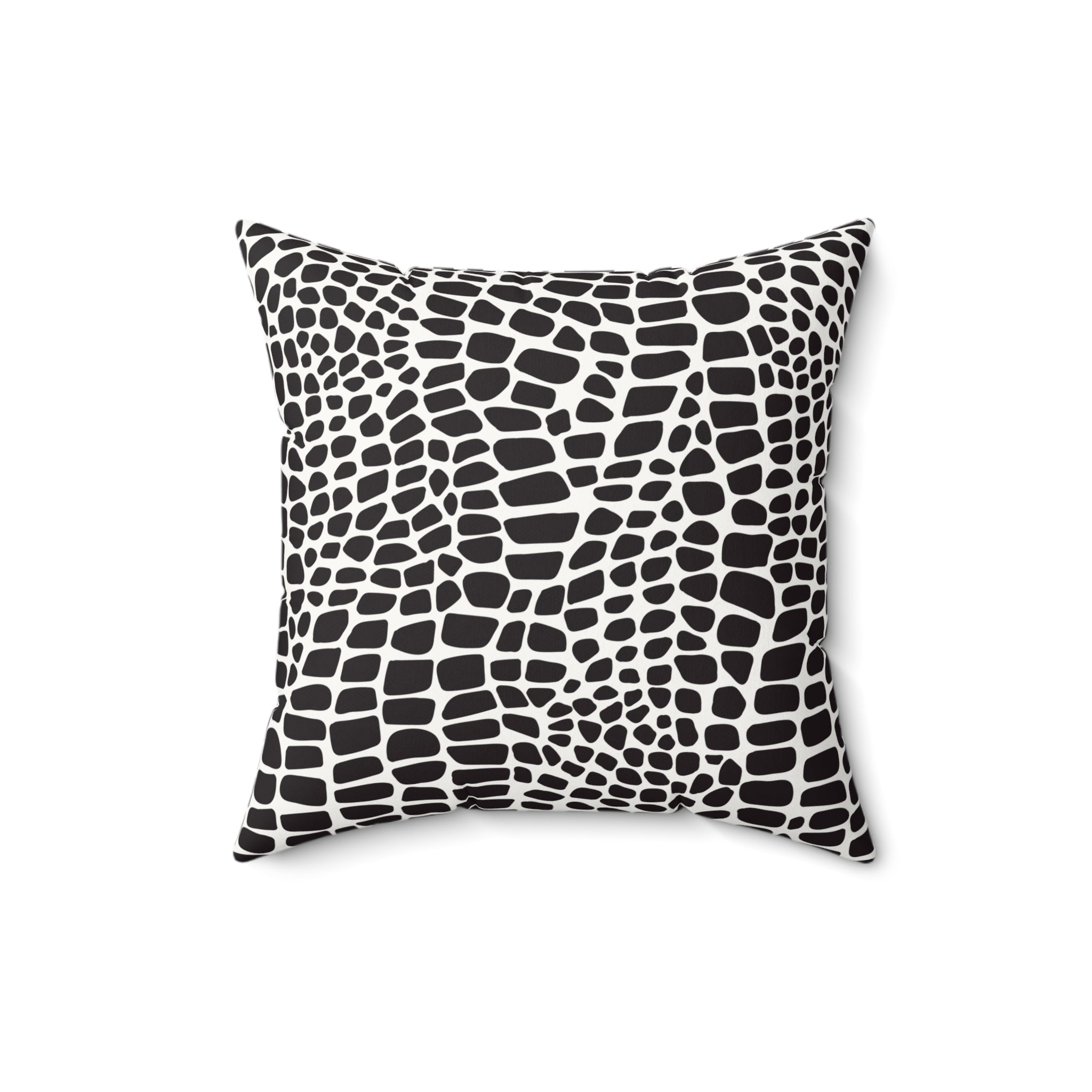 Black & White Croc Print Faux Suede Pillow — Modern Animal Print Decorative Throw Pillow