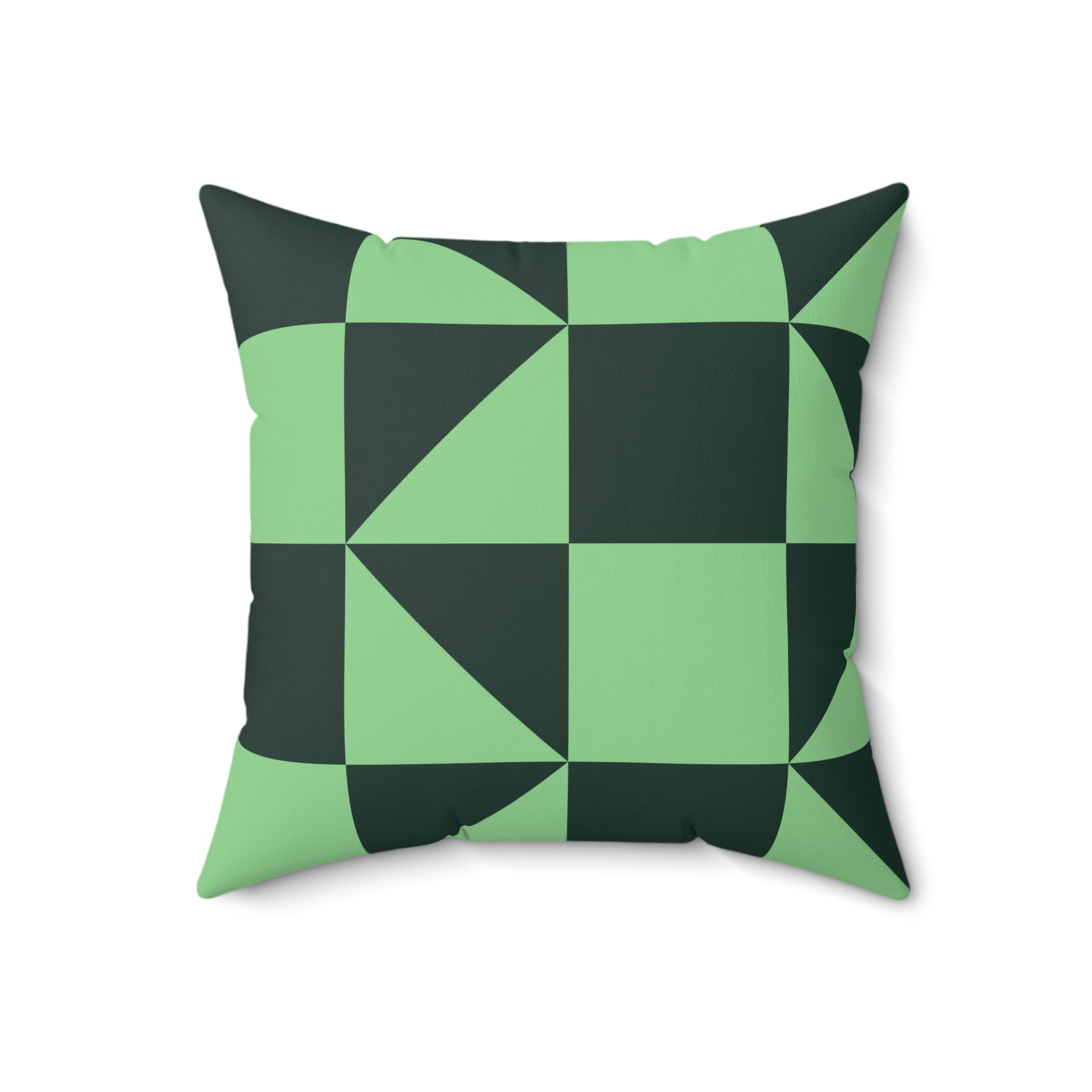 Green Geometric Checkerboard Pillow | Modern Square Throw Pillow