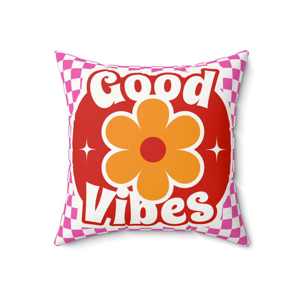 Good Vibes Retro Flower Pillow