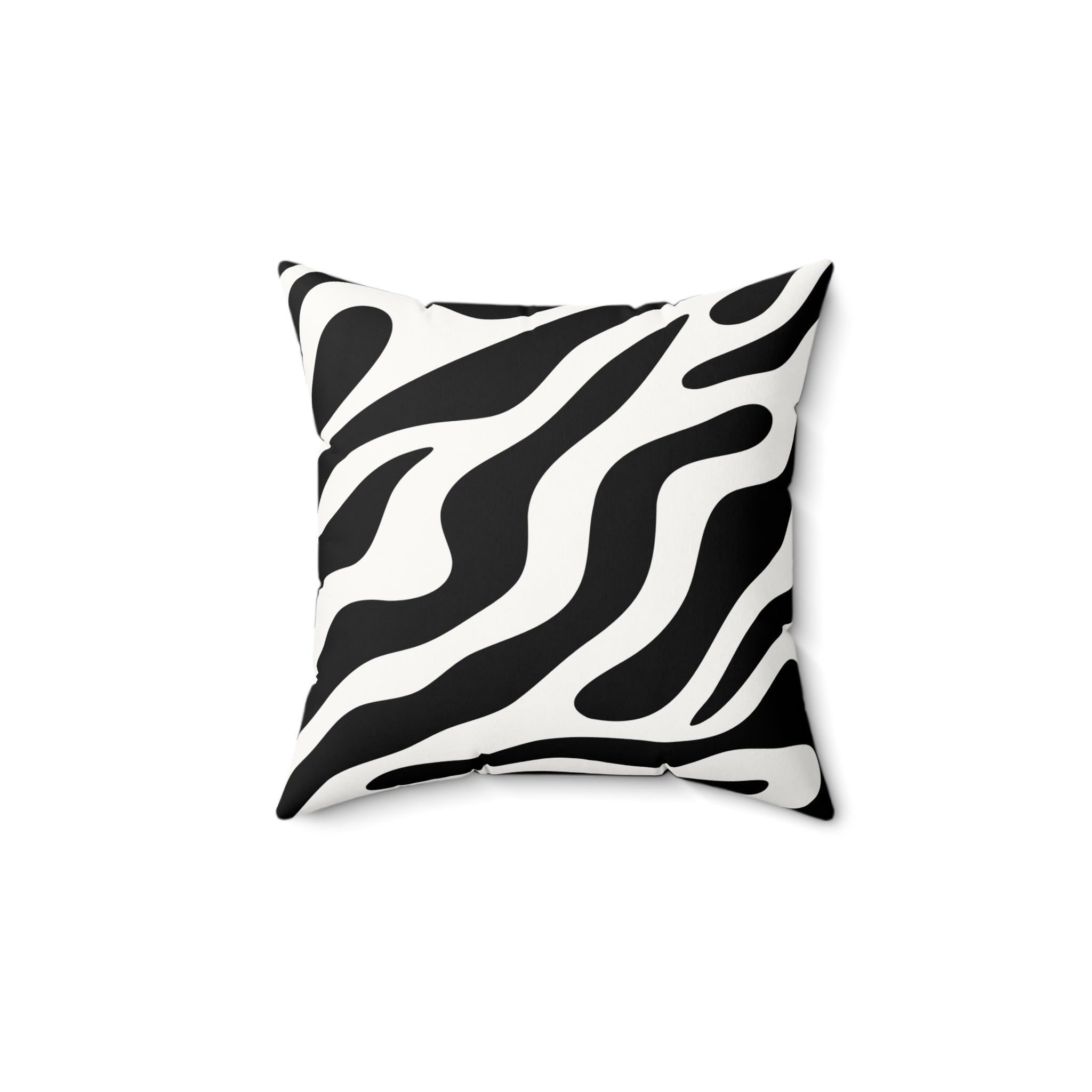Zebra Print Faux Suede Square Pillow — Black & White Decorative Throw Cushion
