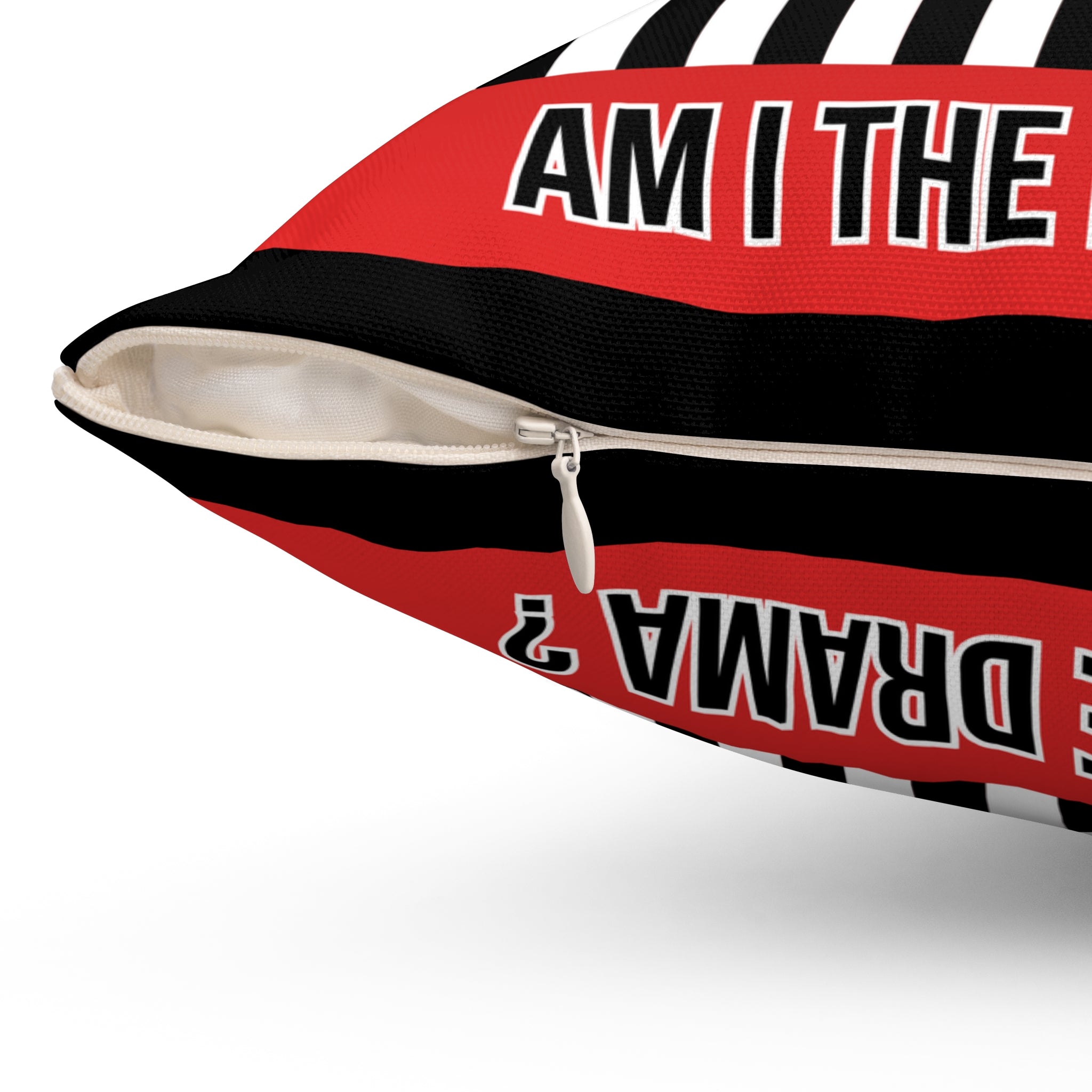 Am I The Drama? Decorative Throw Pillow — Bold Striped Accent Cushion