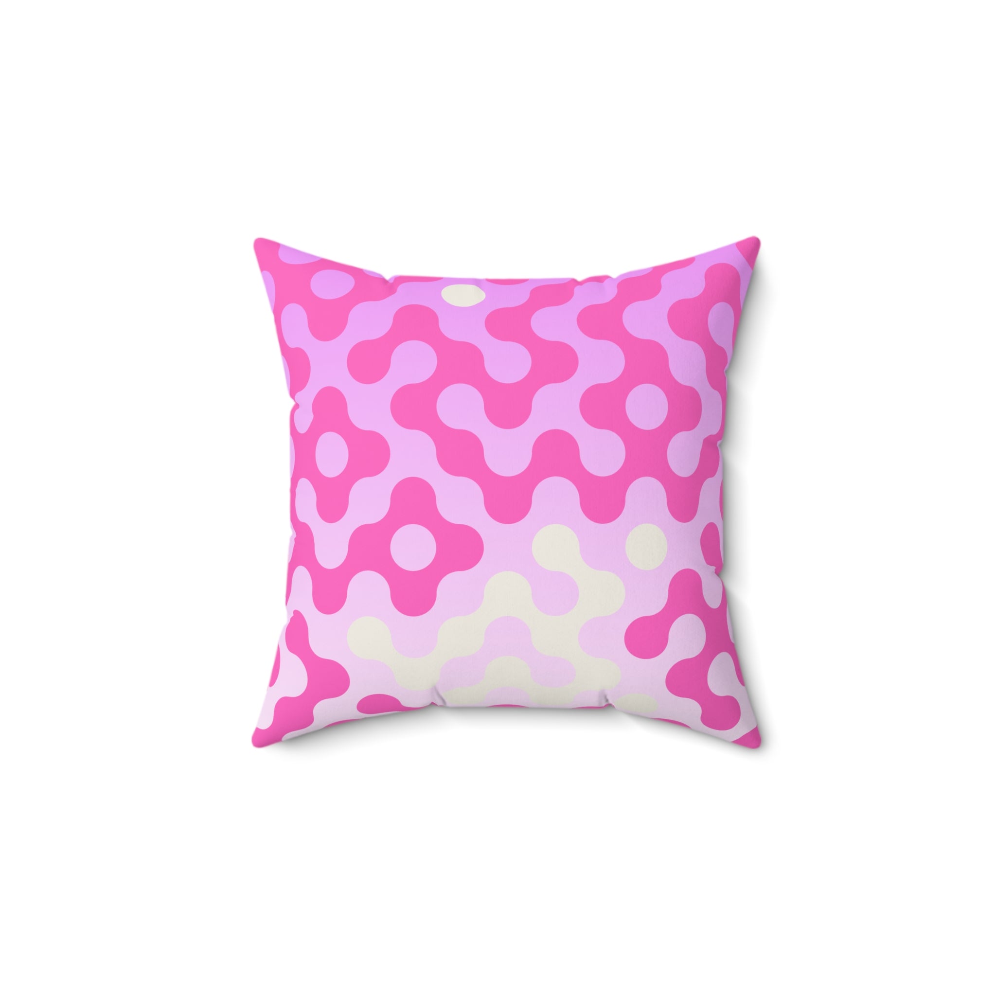 Pink Retro Blob Pattern Faux Suede Pillow