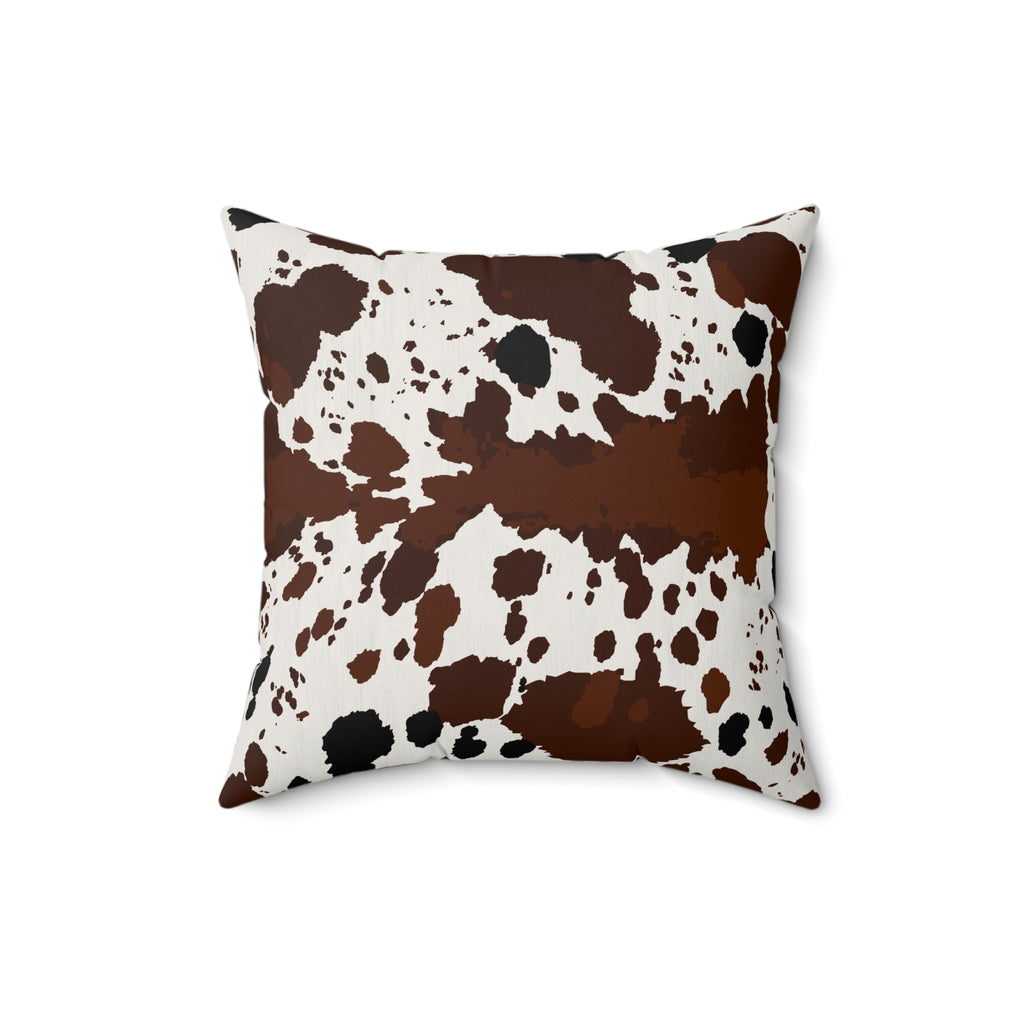 Cowhide Print Faux Suede Pillow — Brown Speckled Decorative Throw Pillow