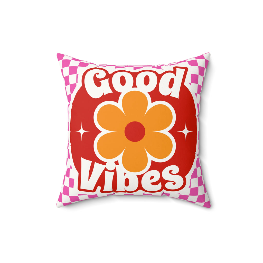 Good Vibes Retro Flower Pillow