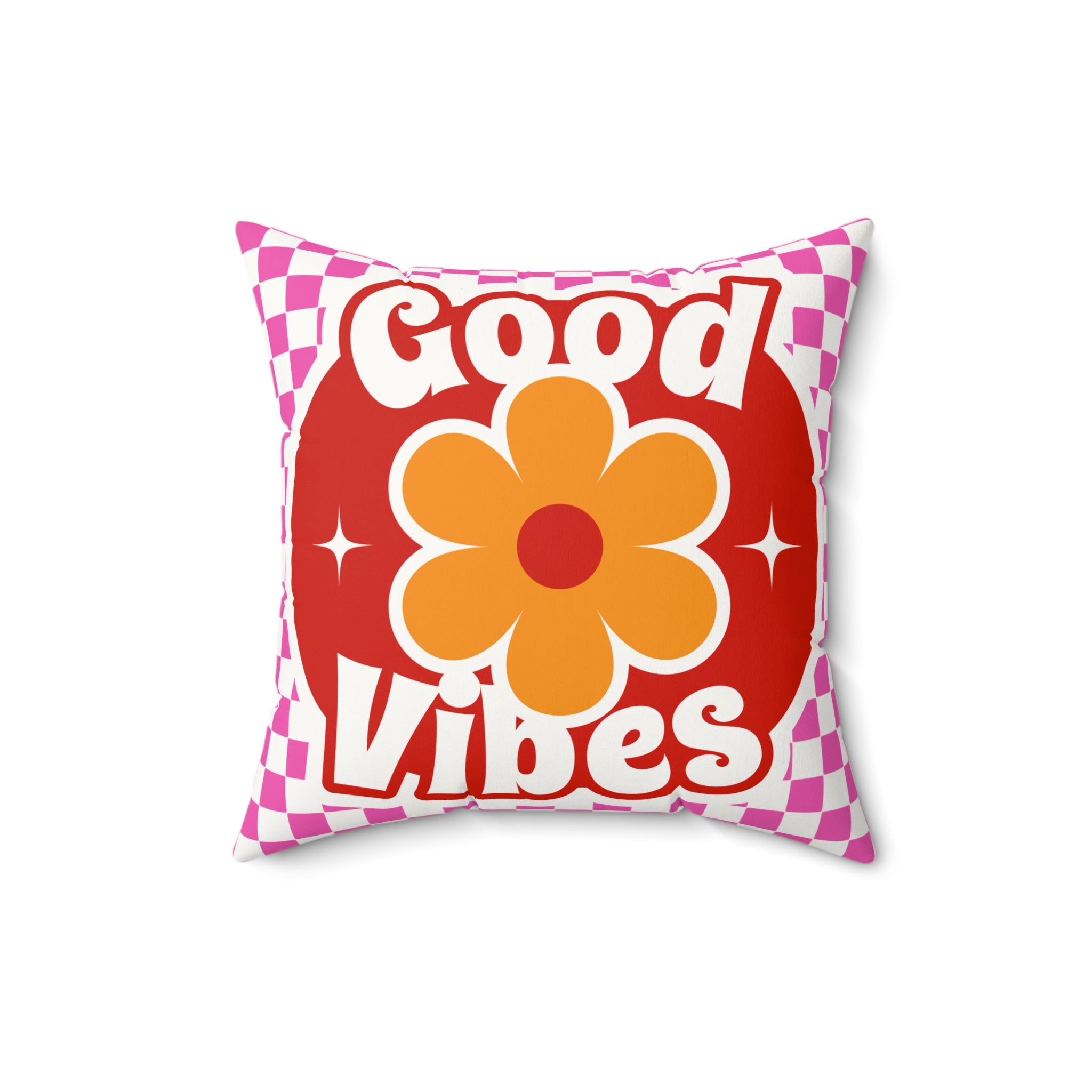 Good Vibes Retro Flower Pillow