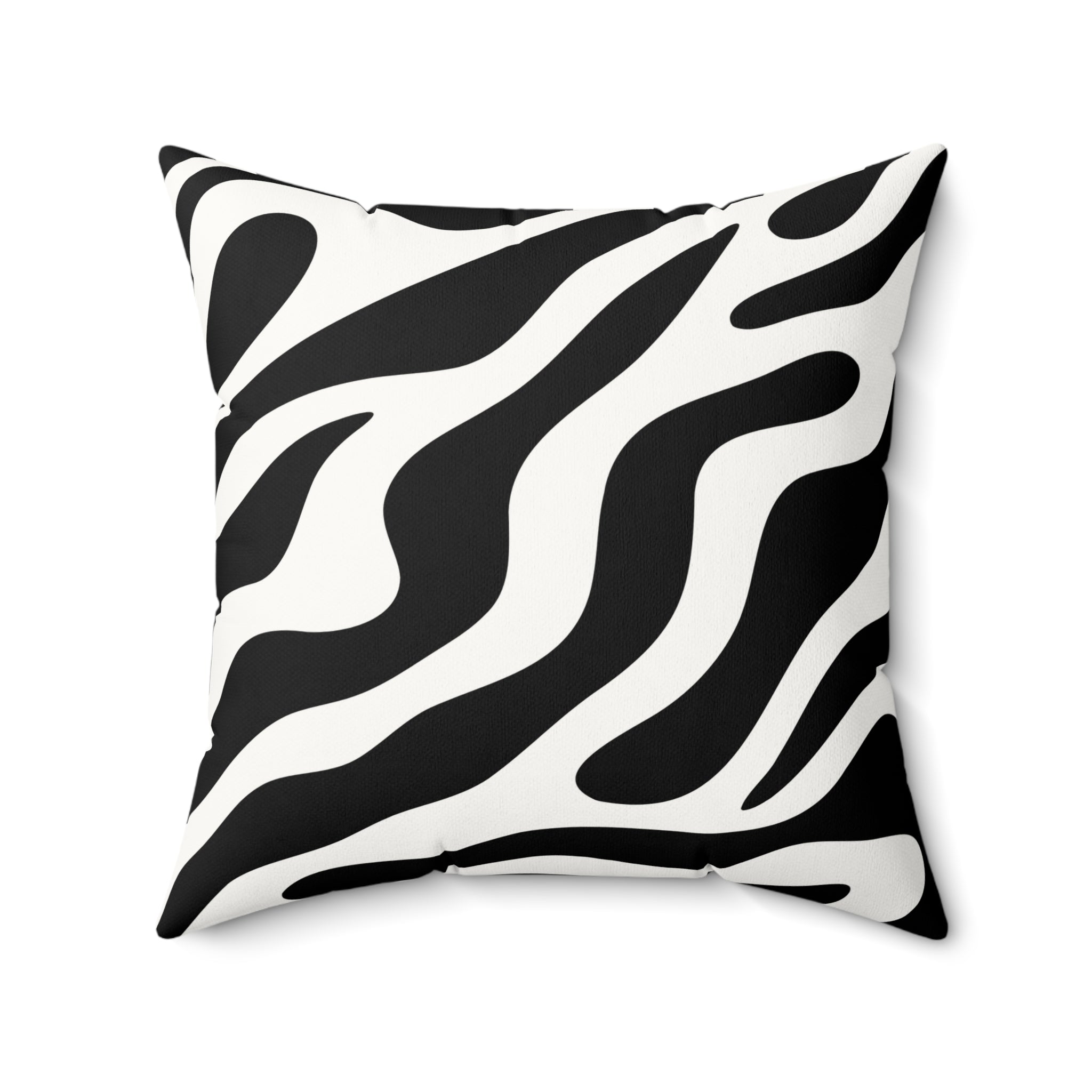 Zebra Print Faux Suede Square Pillow — Black & White Decorative Throw Cushion