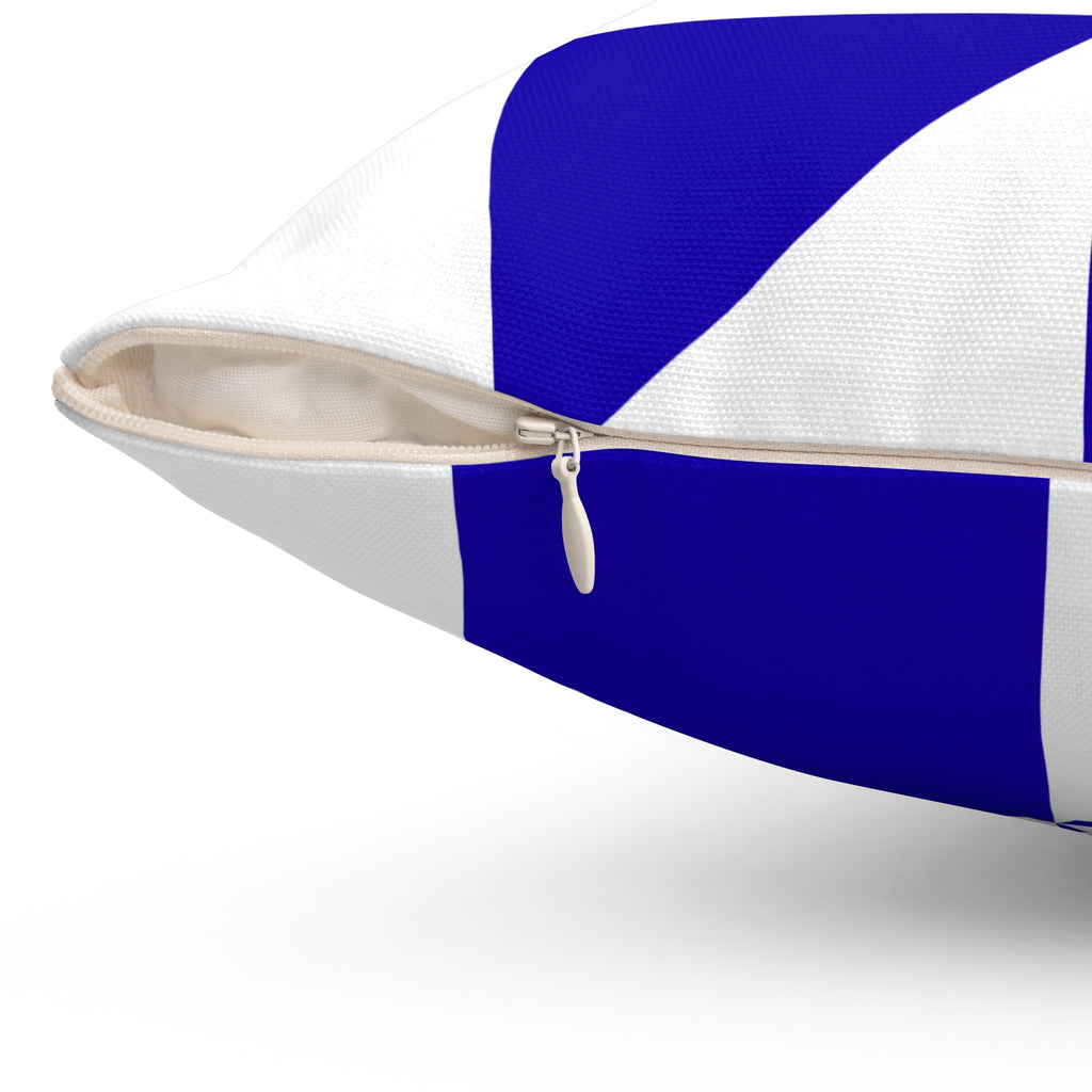 Geometric Blue Quilt-Block Square Pillow