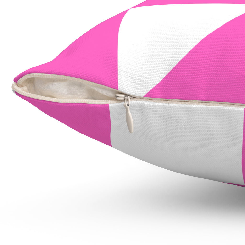 Pink Geometric Quilt-Block Throw Pillow