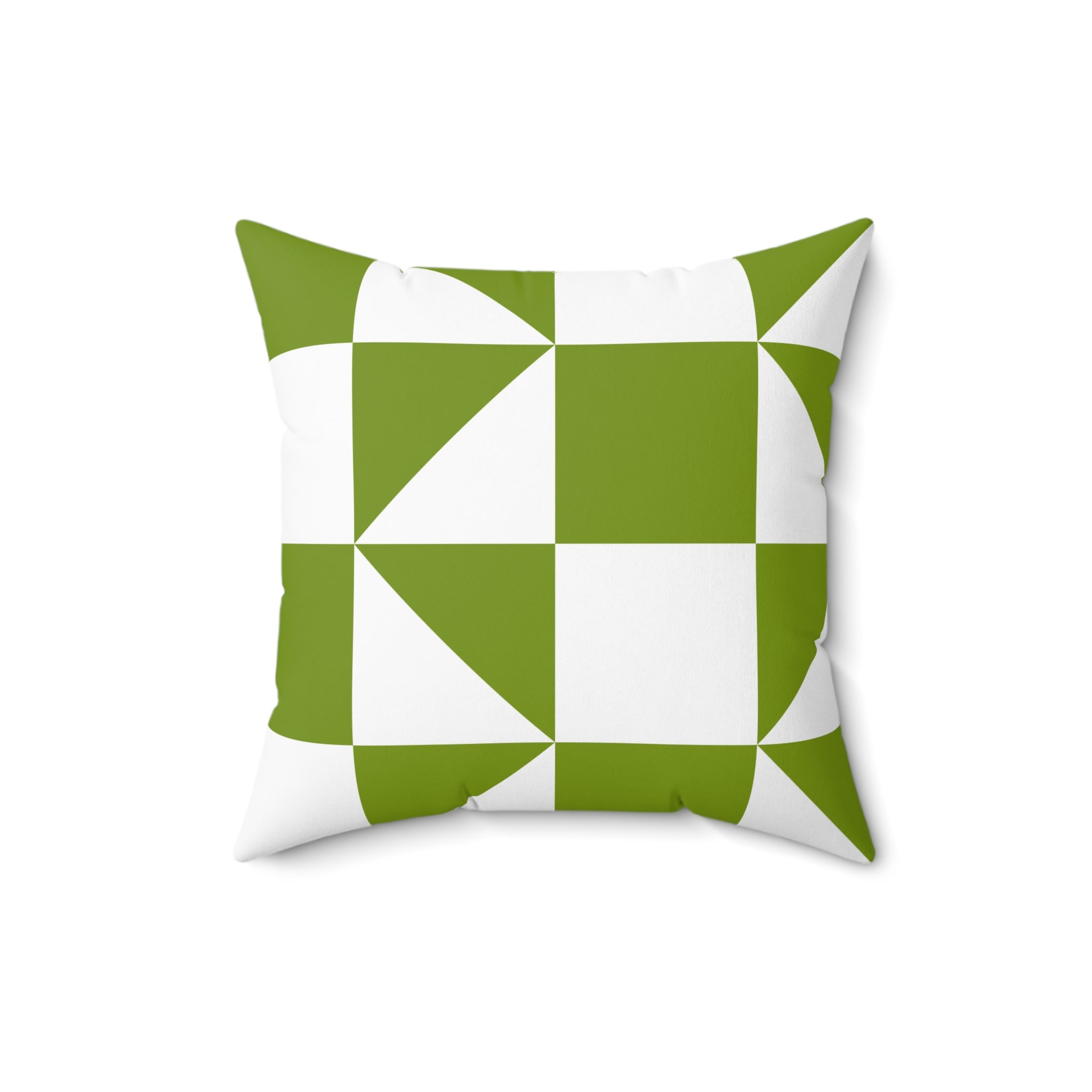 Geometric Green Checker Pillow