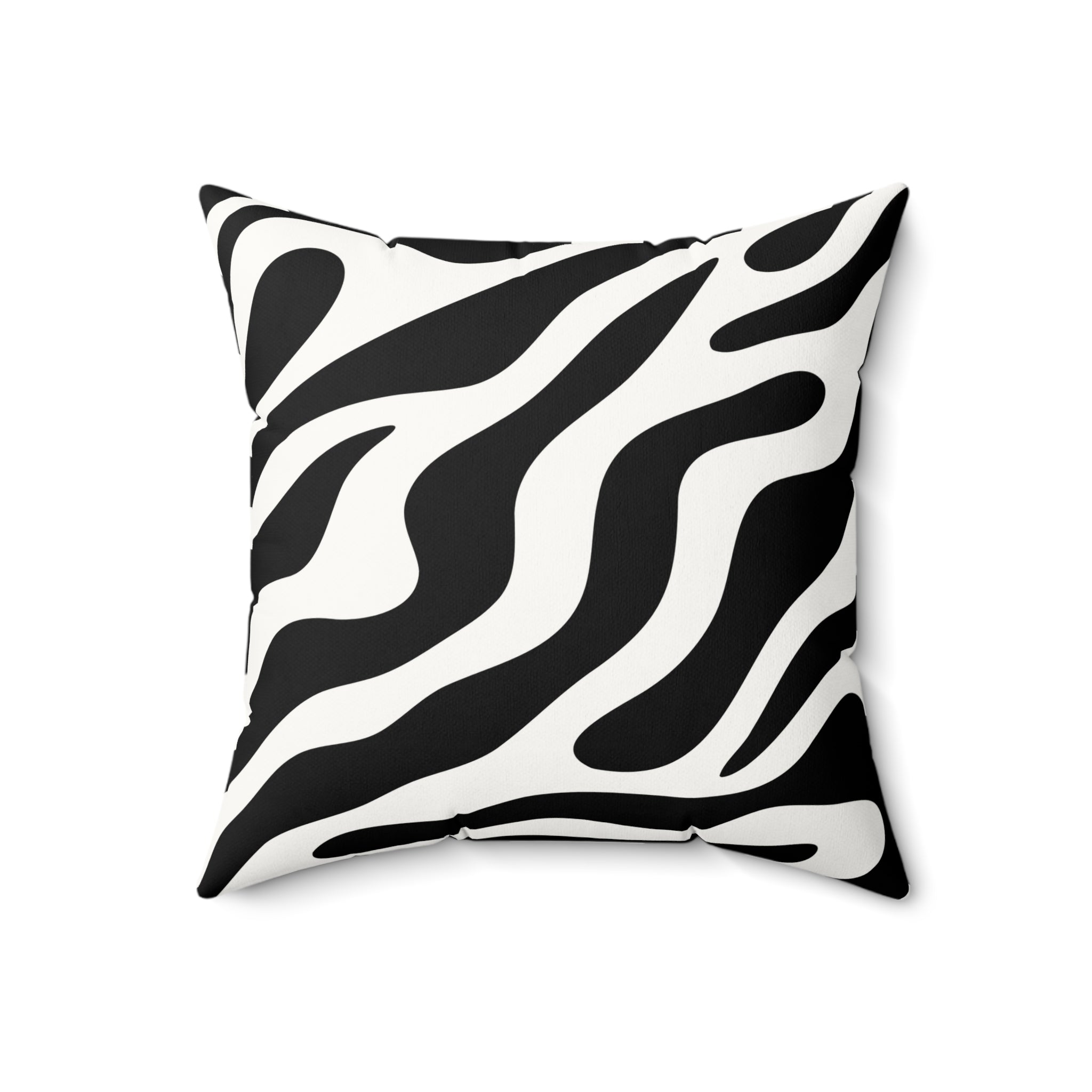 Zebra Print Faux Suede Square Pillow — Black & White Decorative Throw Cushion