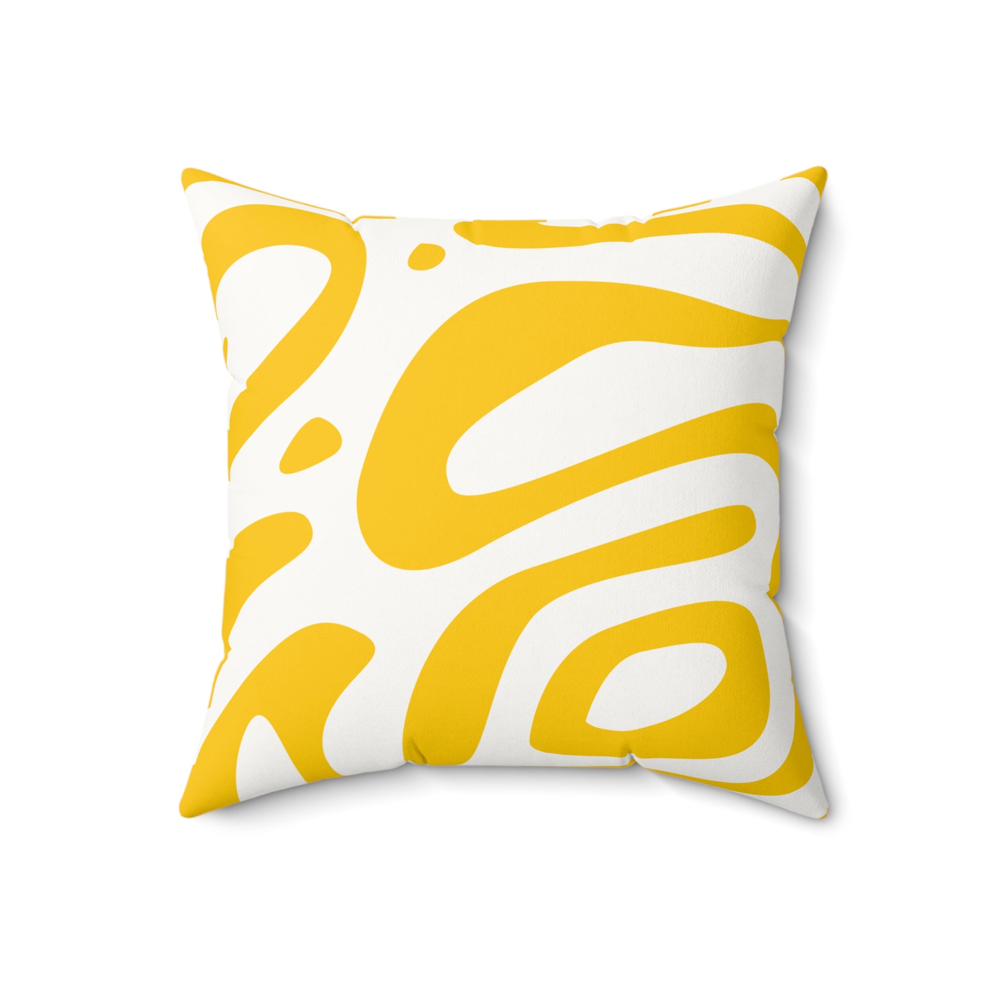 Yellow Abstract Zebra Print Faux Suede Square Pillow
