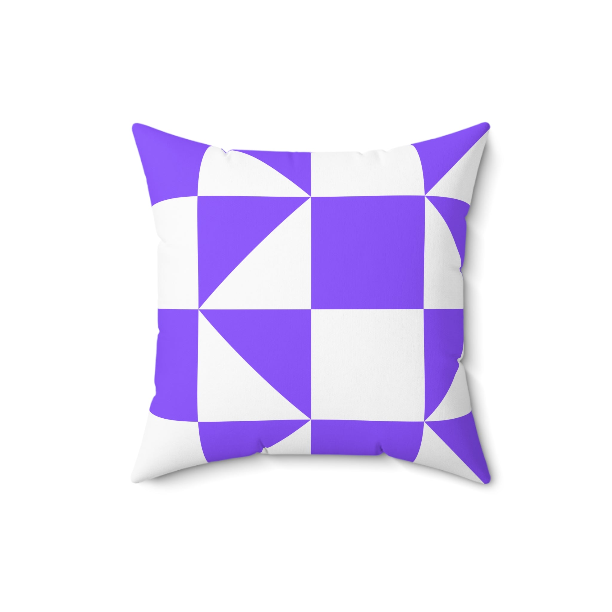 Geometric Purple Quilt-Block Square Throw Pillow