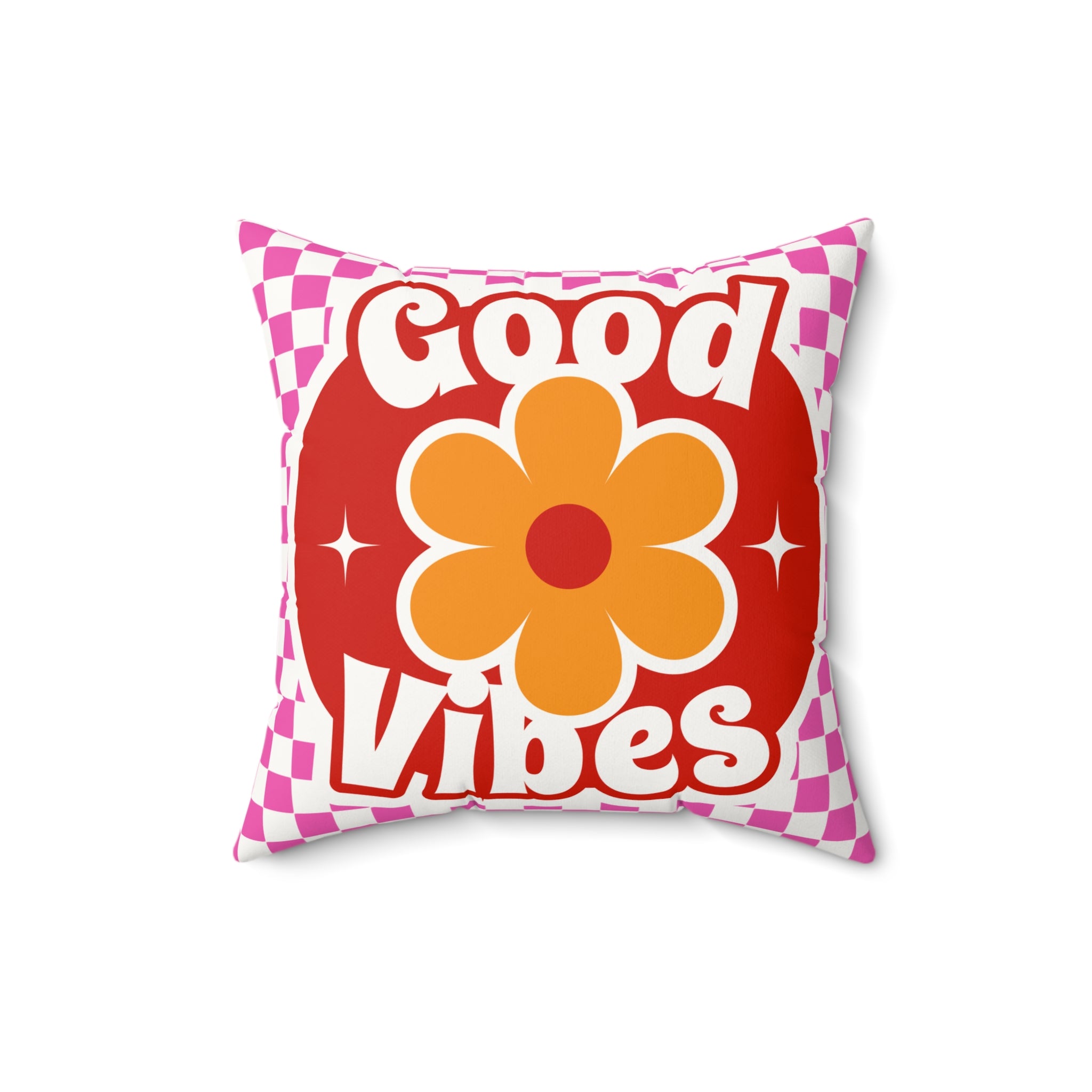Good Vibes Retro Flower Pillow