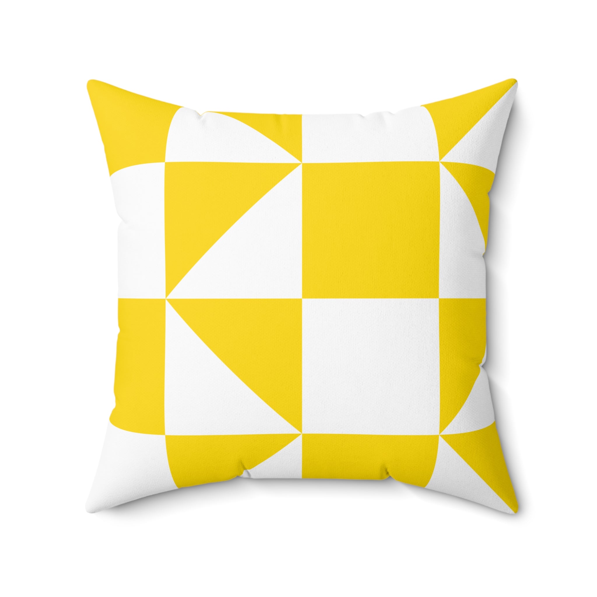 Geometric Yellow Quilt-Pattern Pillow