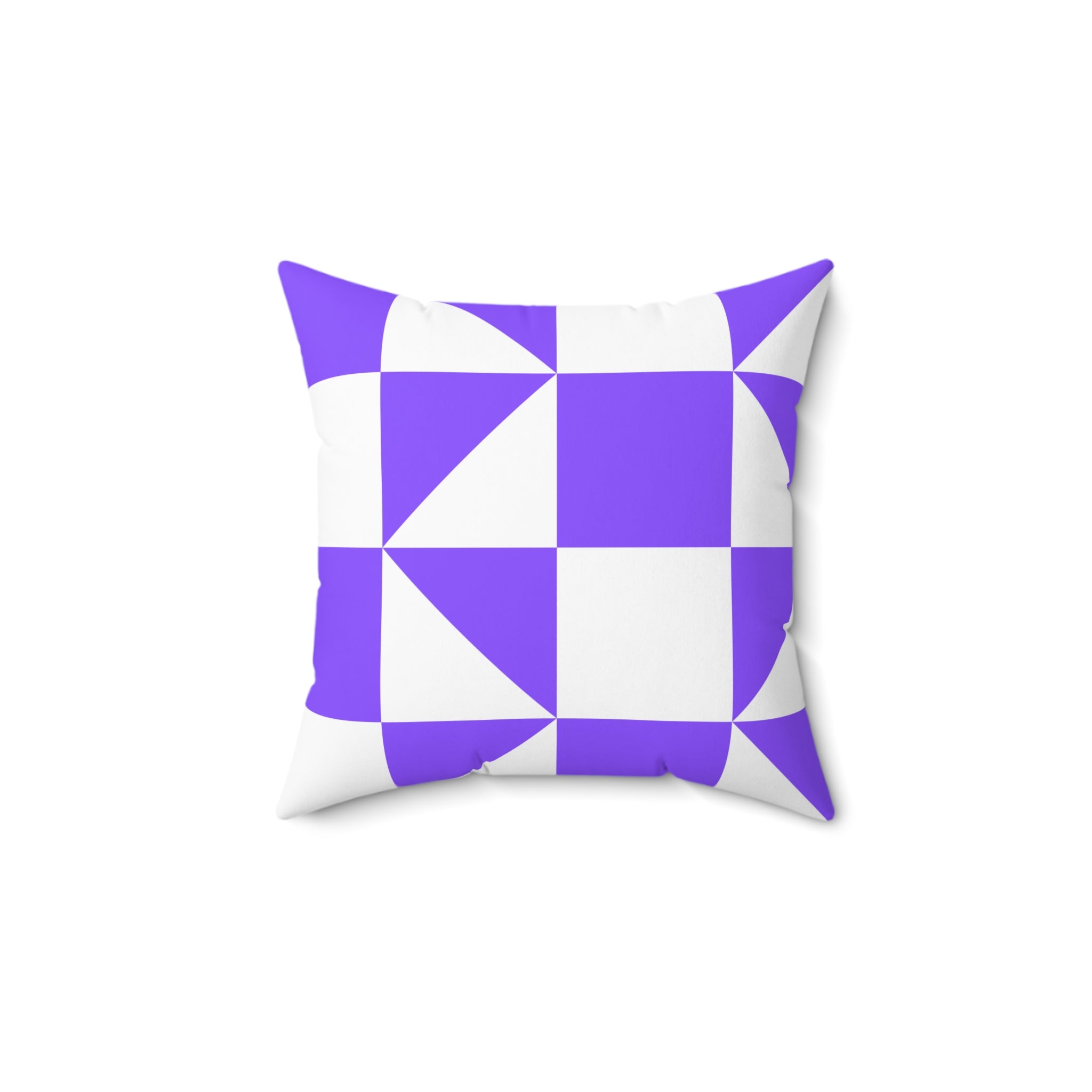 Geometric Purple Quilt-Block Square Throw Pillow